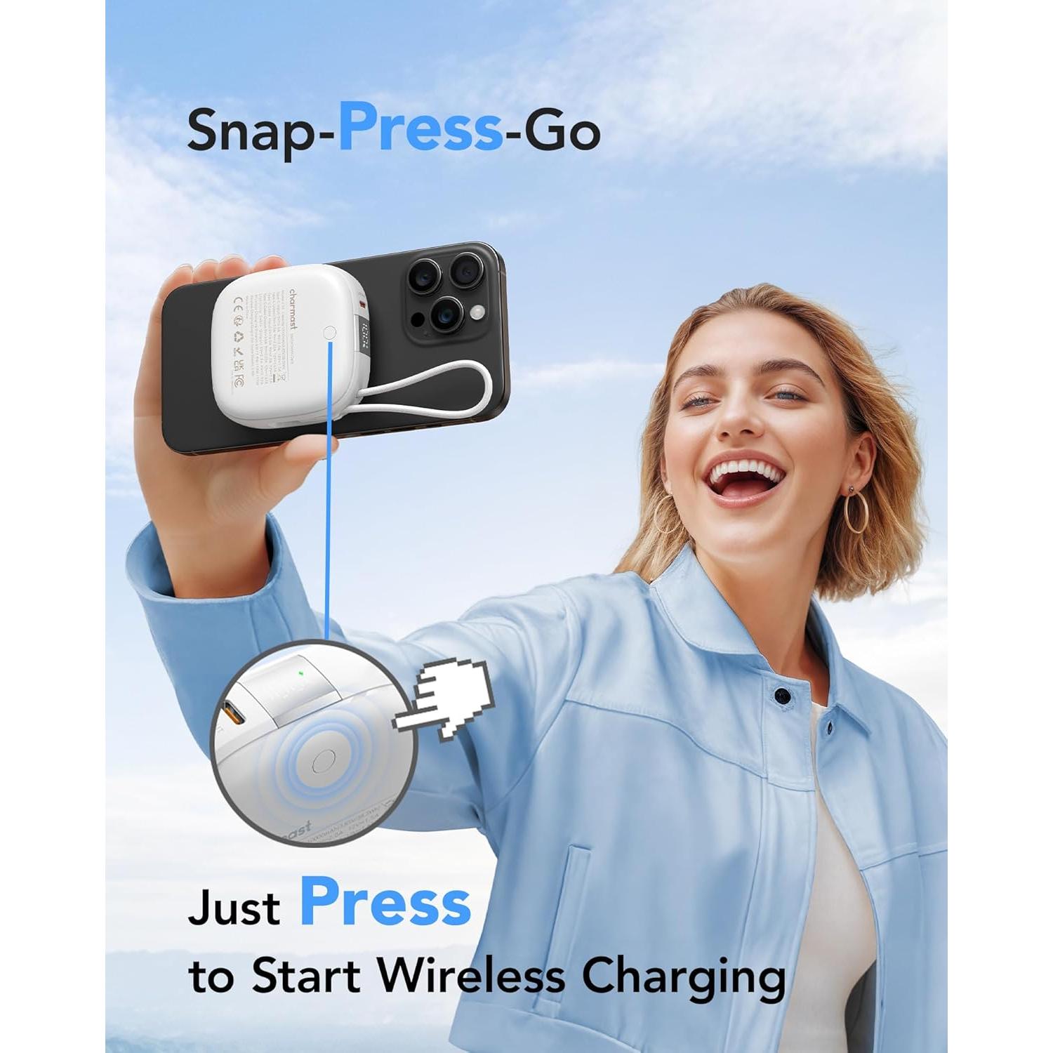 Cargador Portátil Magnético Charmast 10000mAh 20W Carga Rápida