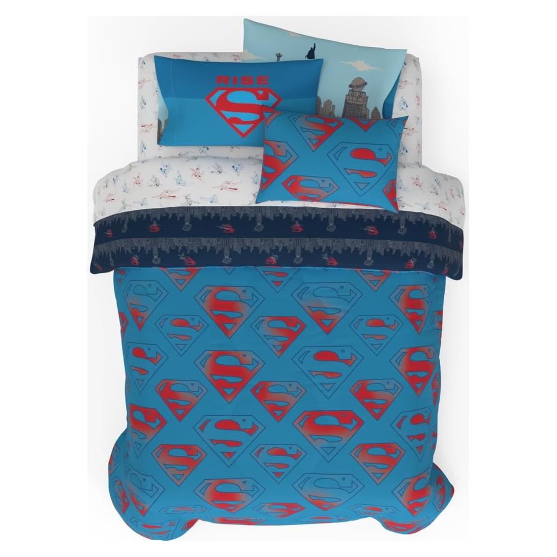 Conjunto Ropa de Cama Superman Franco 7 Piezas Microfibra