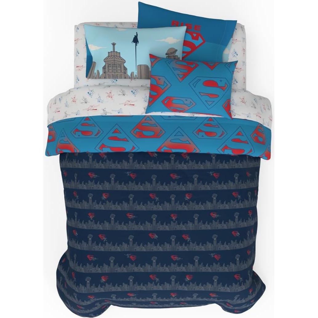 Conjunto Ropa de Cama Superman Franco 7 Piezas Microfibra