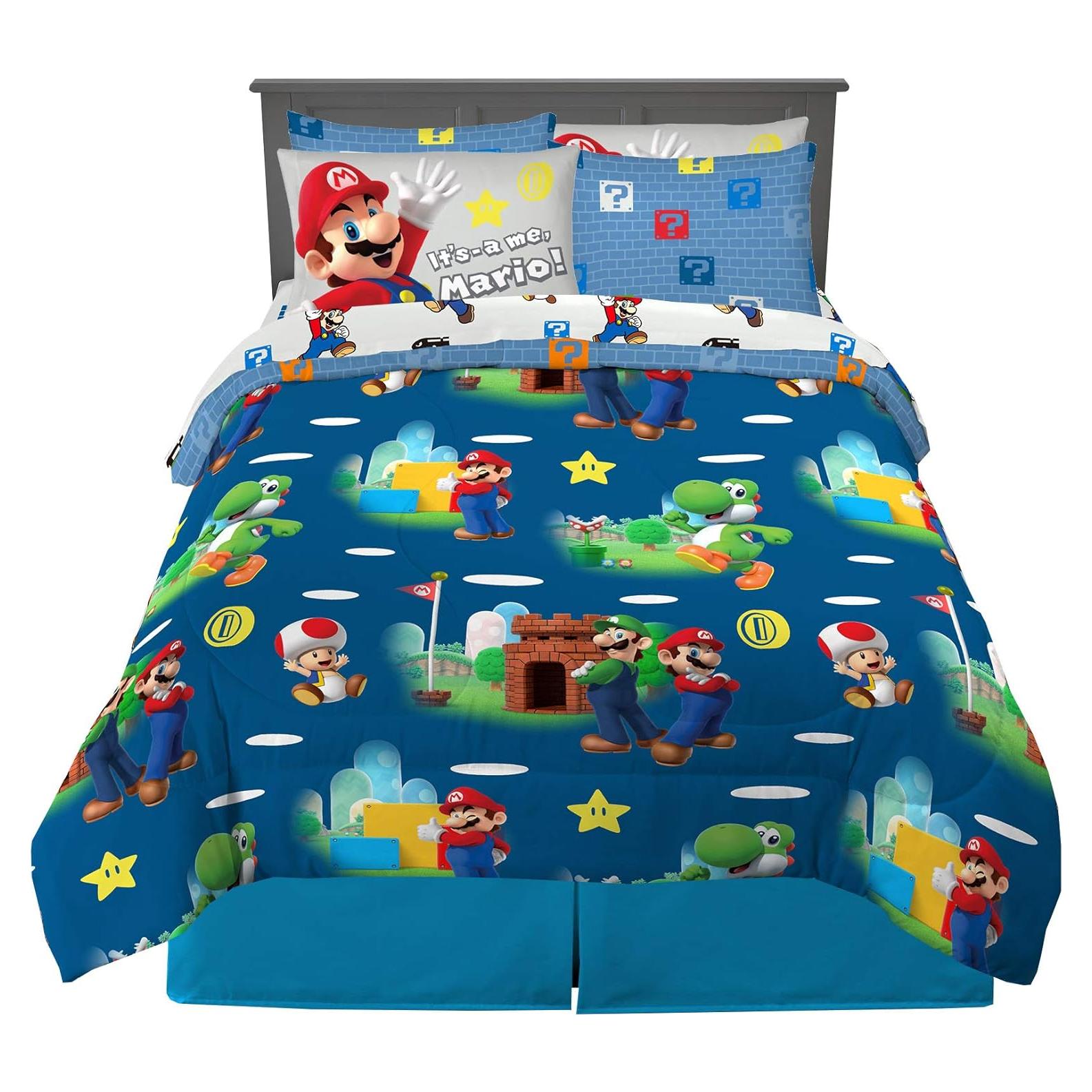 Juego de Ropa de Cama Franco 7 Piezas Super Mario
