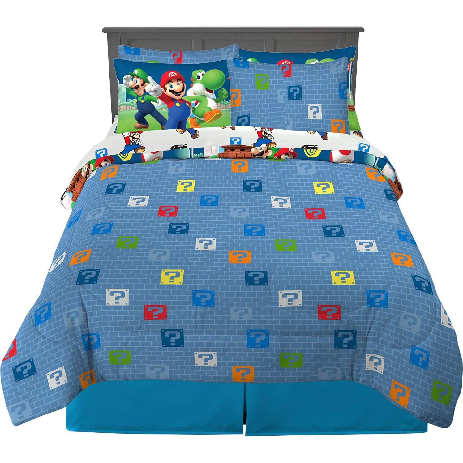 Juego de Ropa de Cama Franco 7 Piezas Super Mario