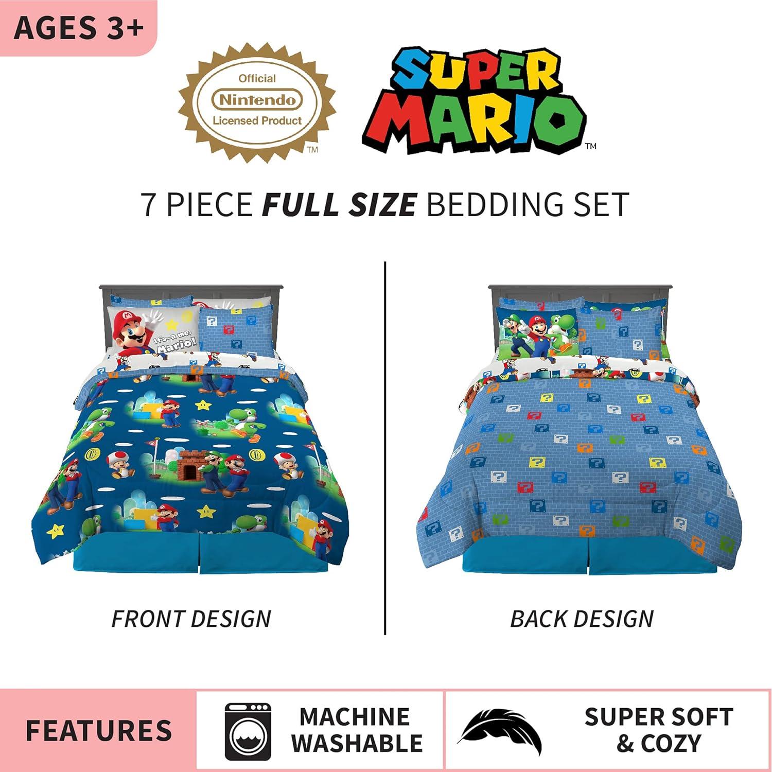 Juego de Ropa de Cama Franco 7 Piezas Super Mario