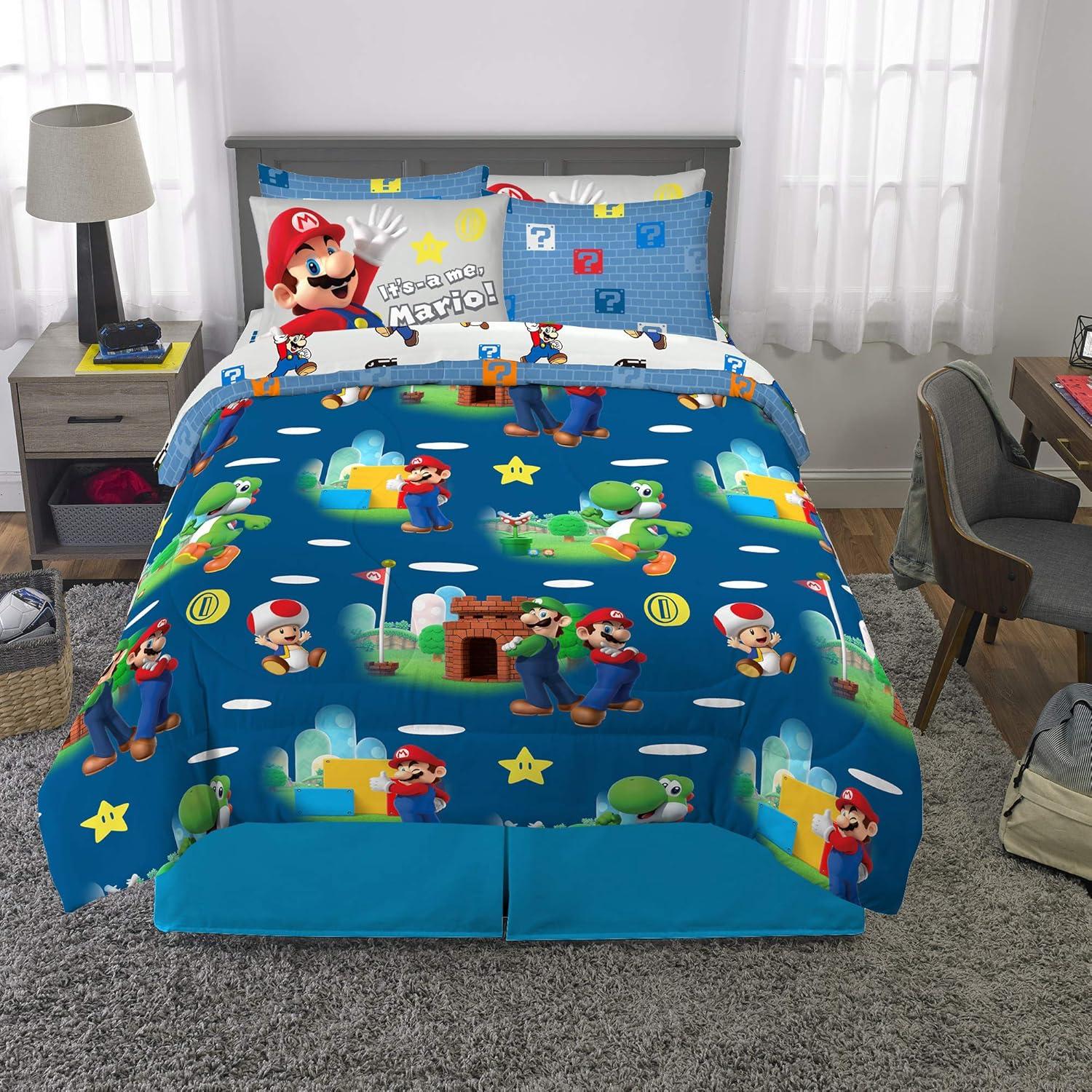 Juego de Ropa de Cama Franco 7 Piezas Super Mario