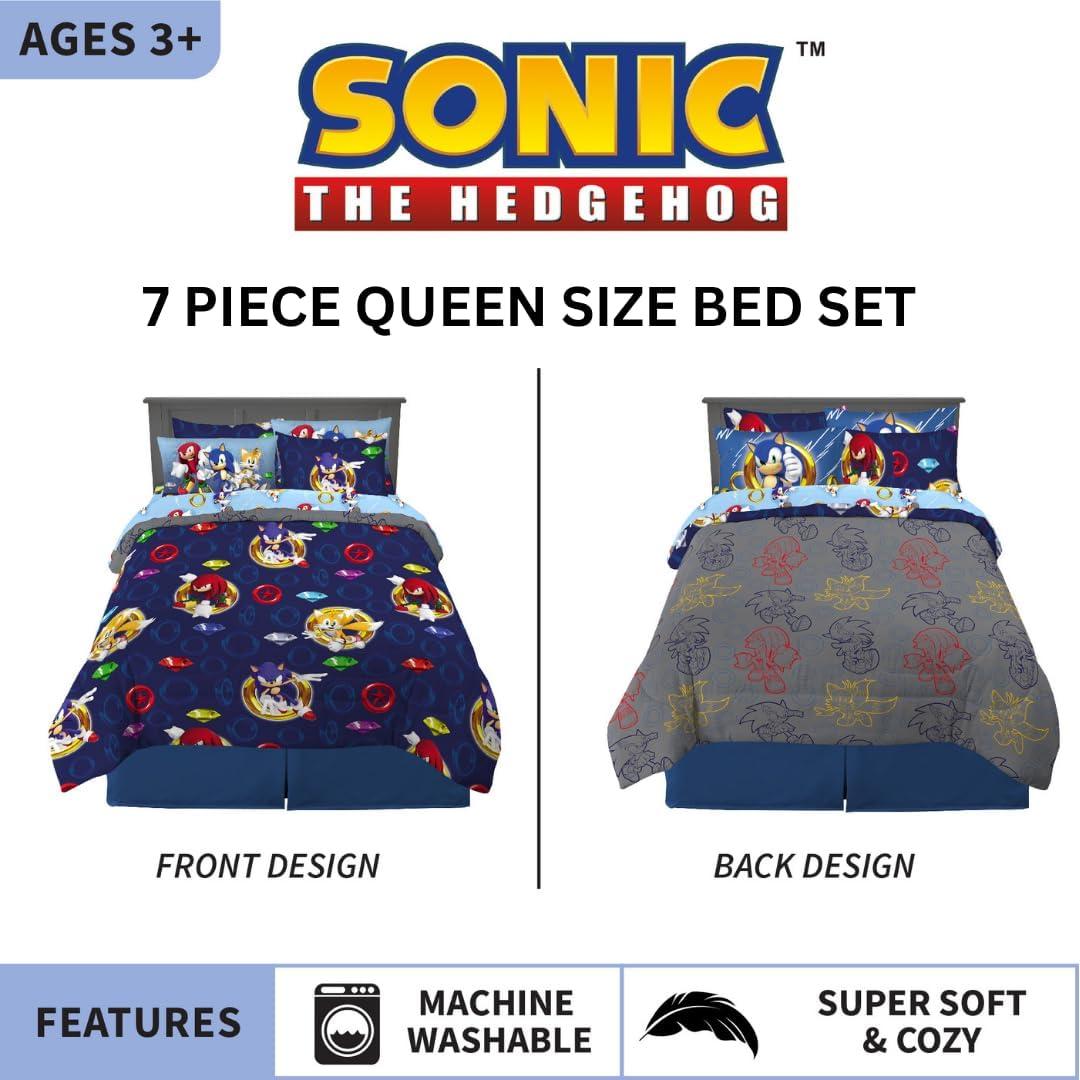 Juego de Ropa de Cama Sonic The Hedgehog 7 Piezas Queen