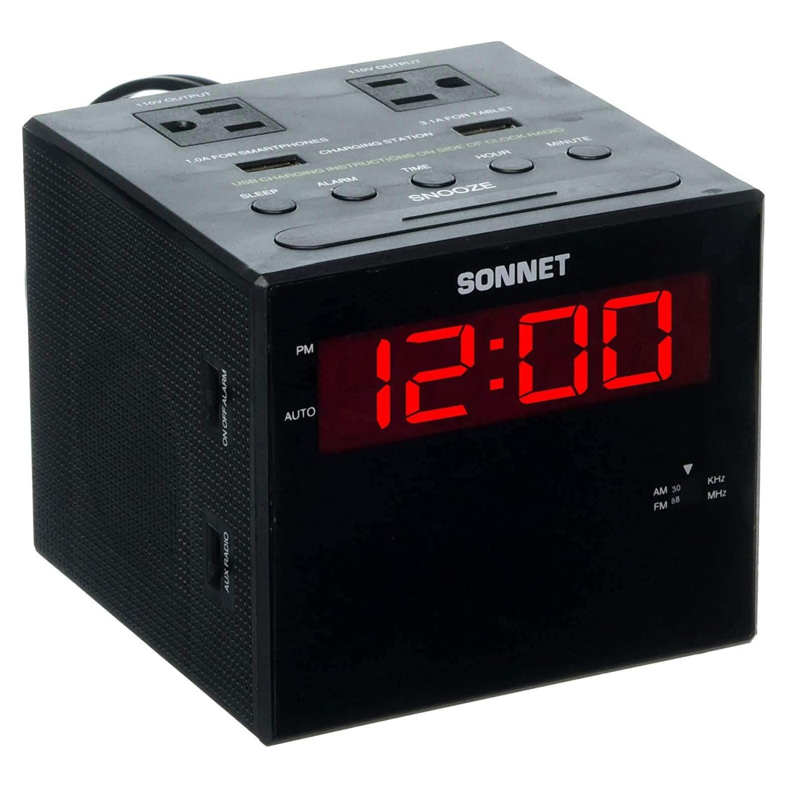 Reloj Despertador Digital Sonnet con Estación de Carga USB