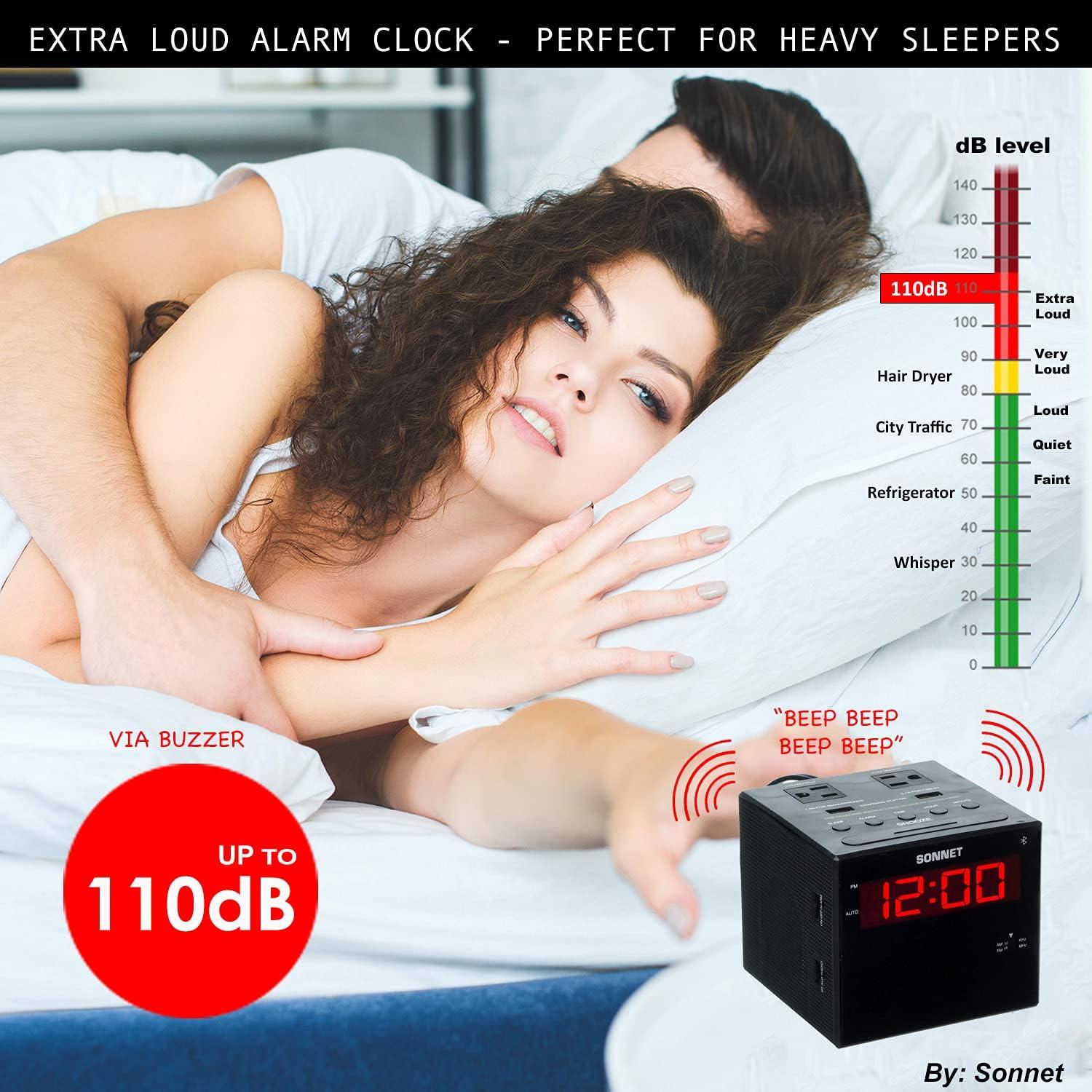 Reloj Despertador Digital Sonnet con Estación de Carga USB