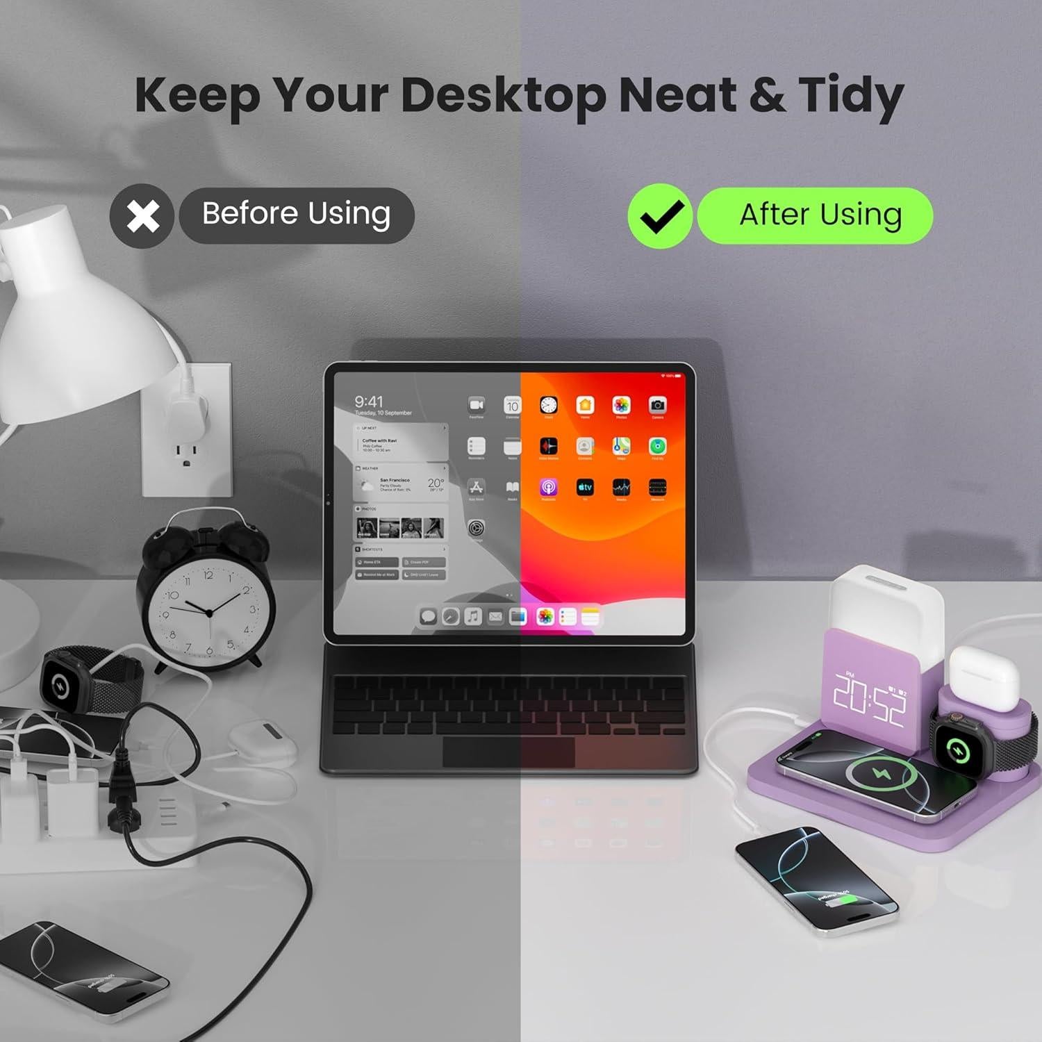Estación de Carga Inalámbrica COLSUR S32 7 en 1 para iPhone y Apple Watch