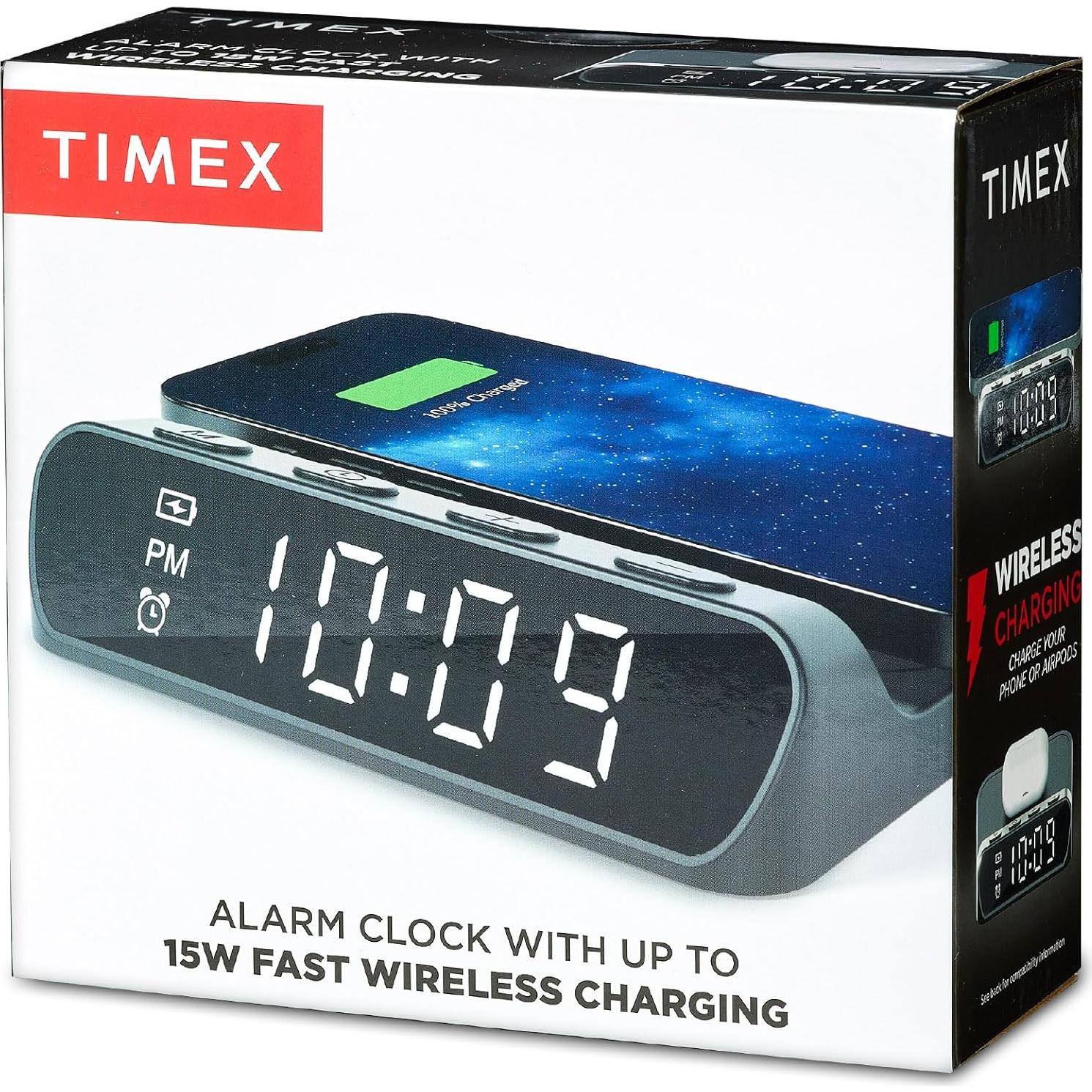 Reloj Despertador Digital Timex TW14 con Cargador Inalámbrico