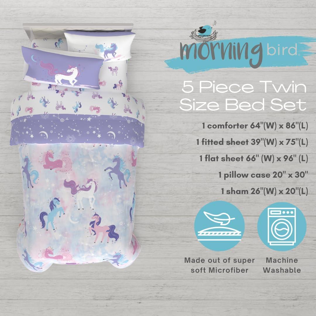 Juego de Cama Franco 5 Piezas Individual Unicornios
