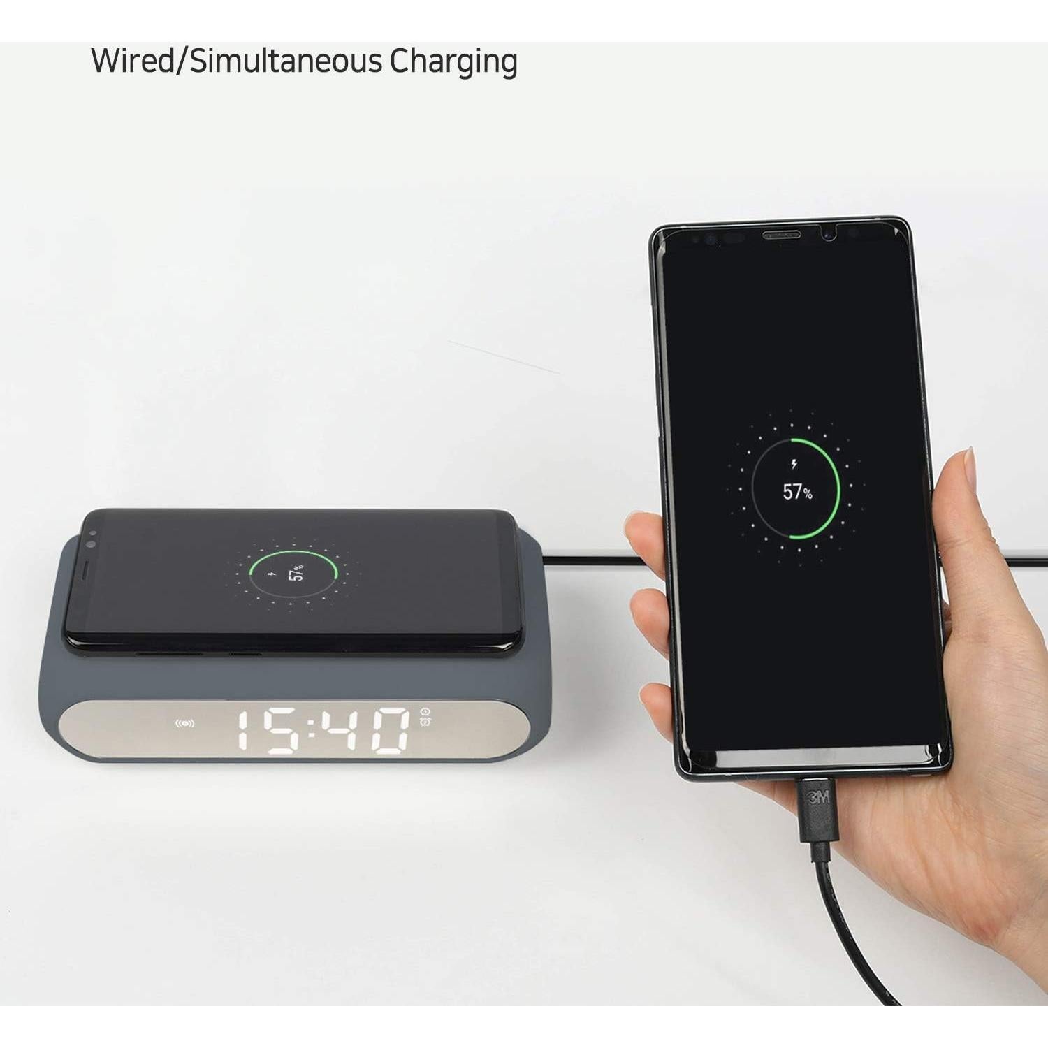 Cargador Inalámbrico Reloj Despertador mooas Gris Carbón