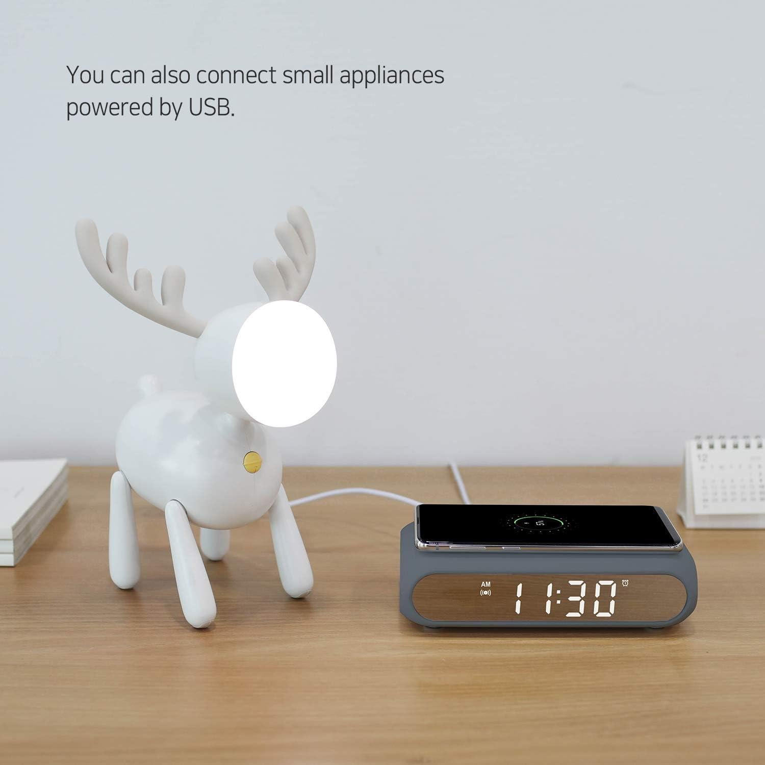 Cargador Inalámbrico Reloj Despertador mooas Gris Carbón