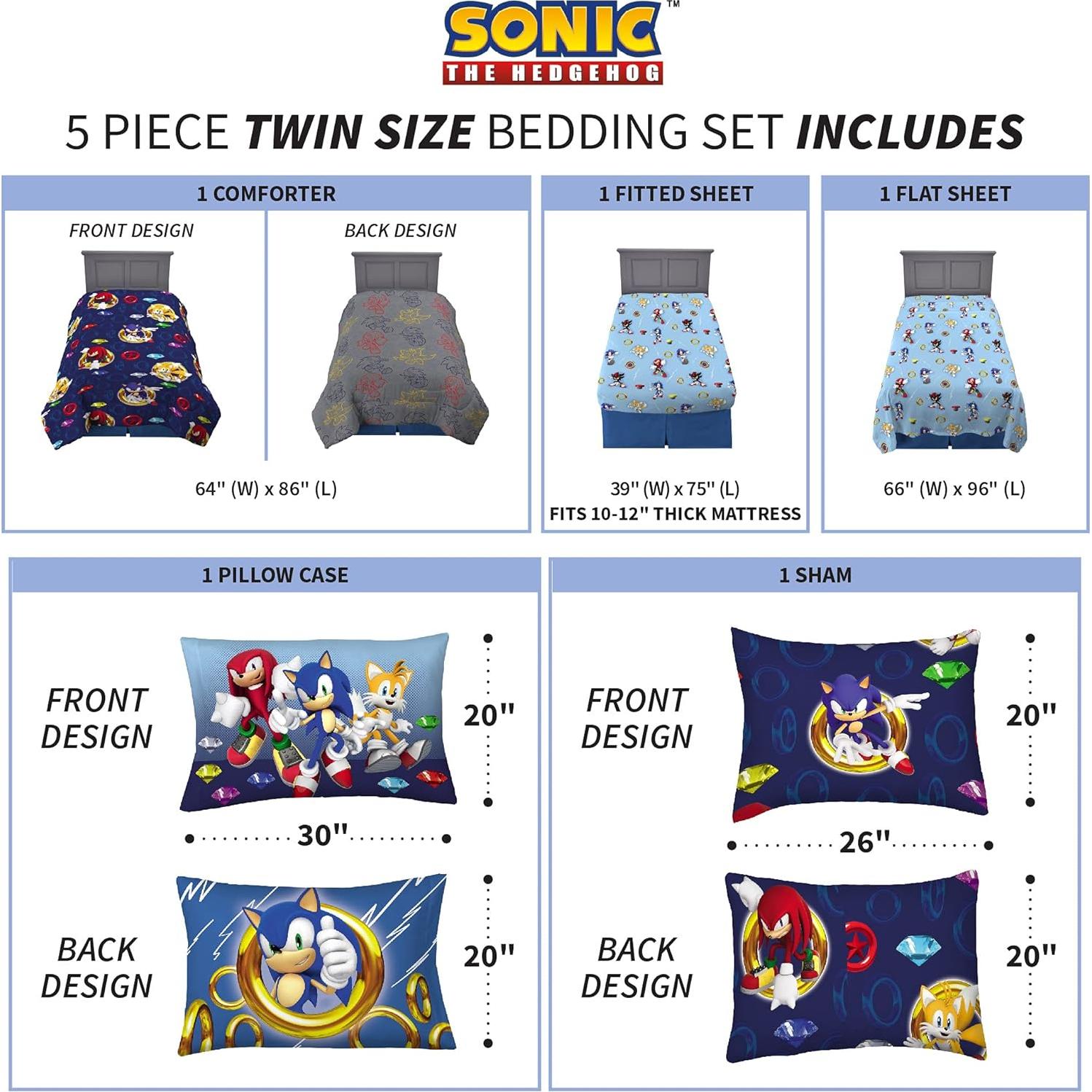 Juego de Ropa de Cama Twin 5 Piezas Sonic Franco