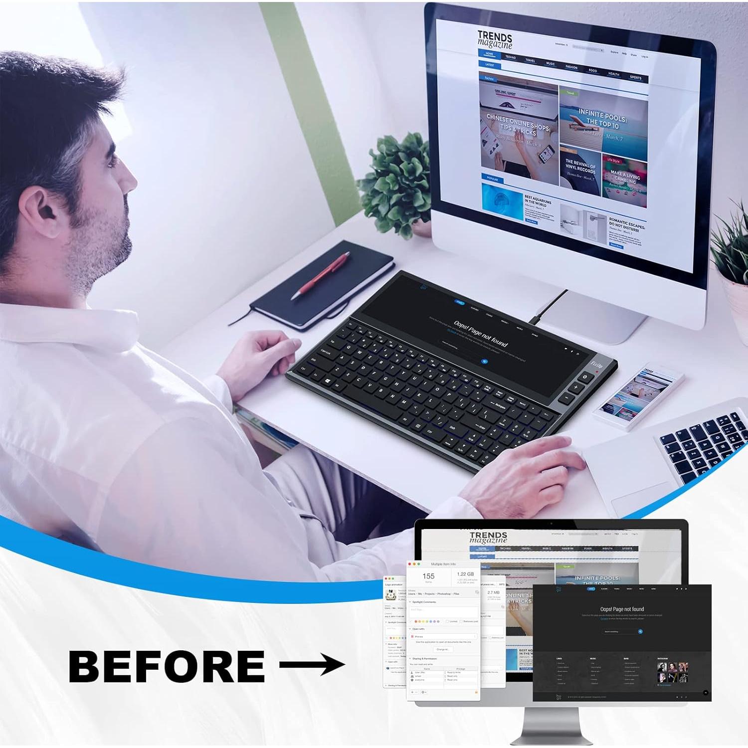 Teclado RGB BQAA K1 con Pantalla Táctil 12.6" HD IPS