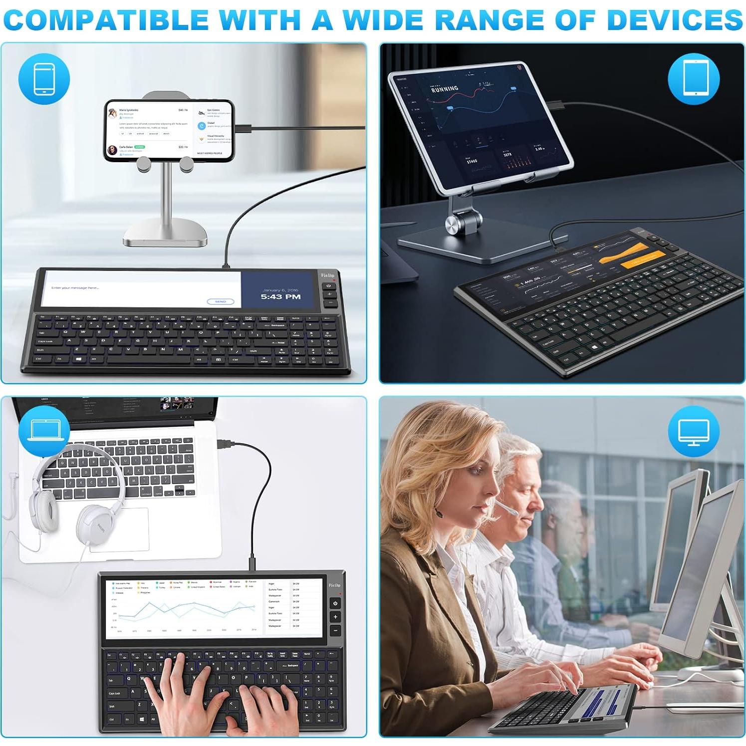 Teclado RGB BQAA K1 con Pantalla Táctil 12.6" HD IPS