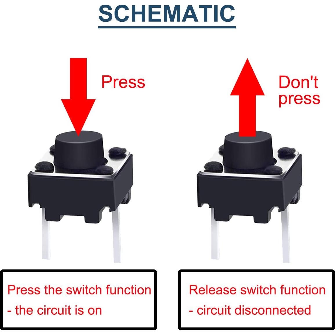 Interruptor Táctil 2Pin DAOKAI 6x6x5mm 100PCS Momentáneo
