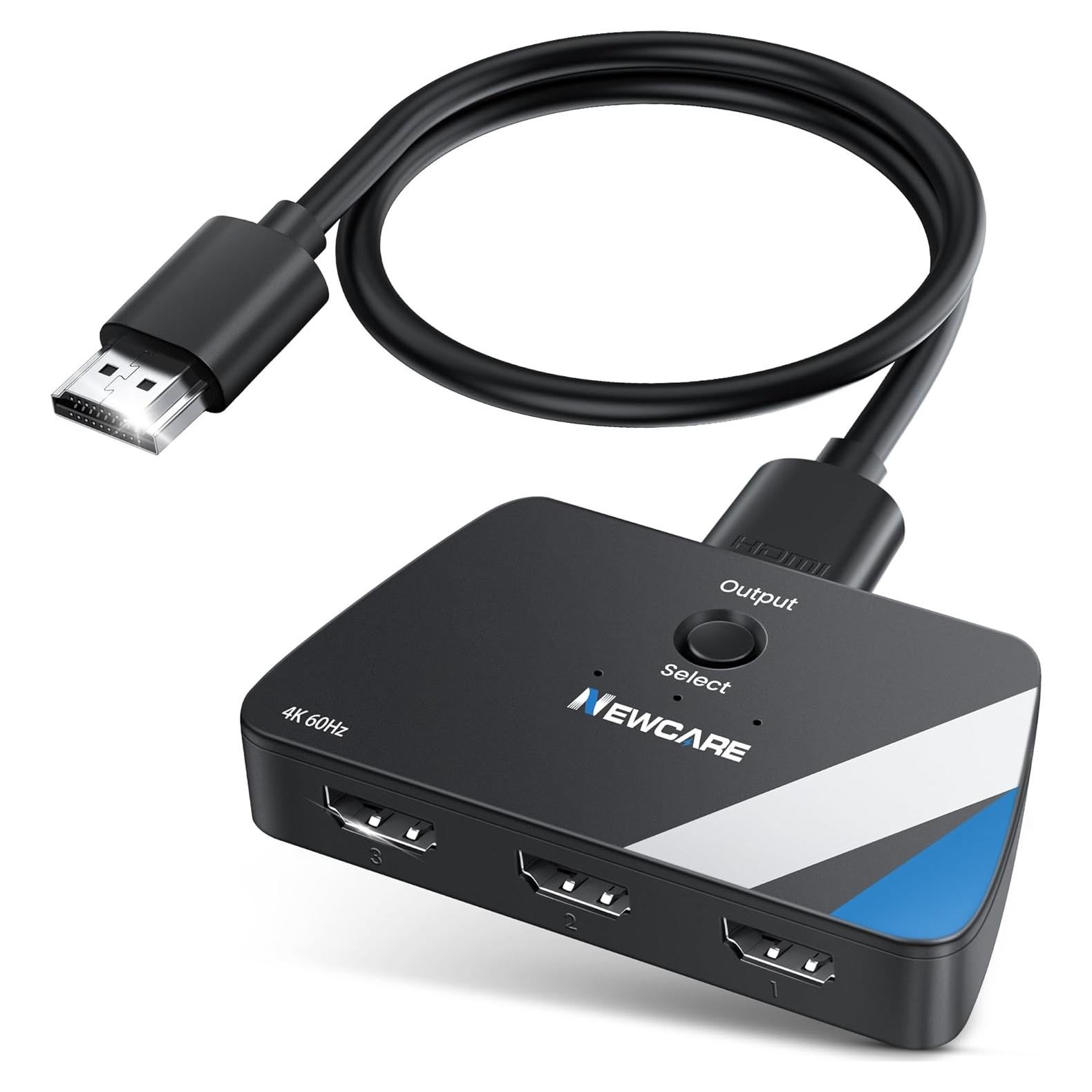 Interruptor HDMI 3 en 1 NEWCARE 4K@60Hz con Cable 0.79m