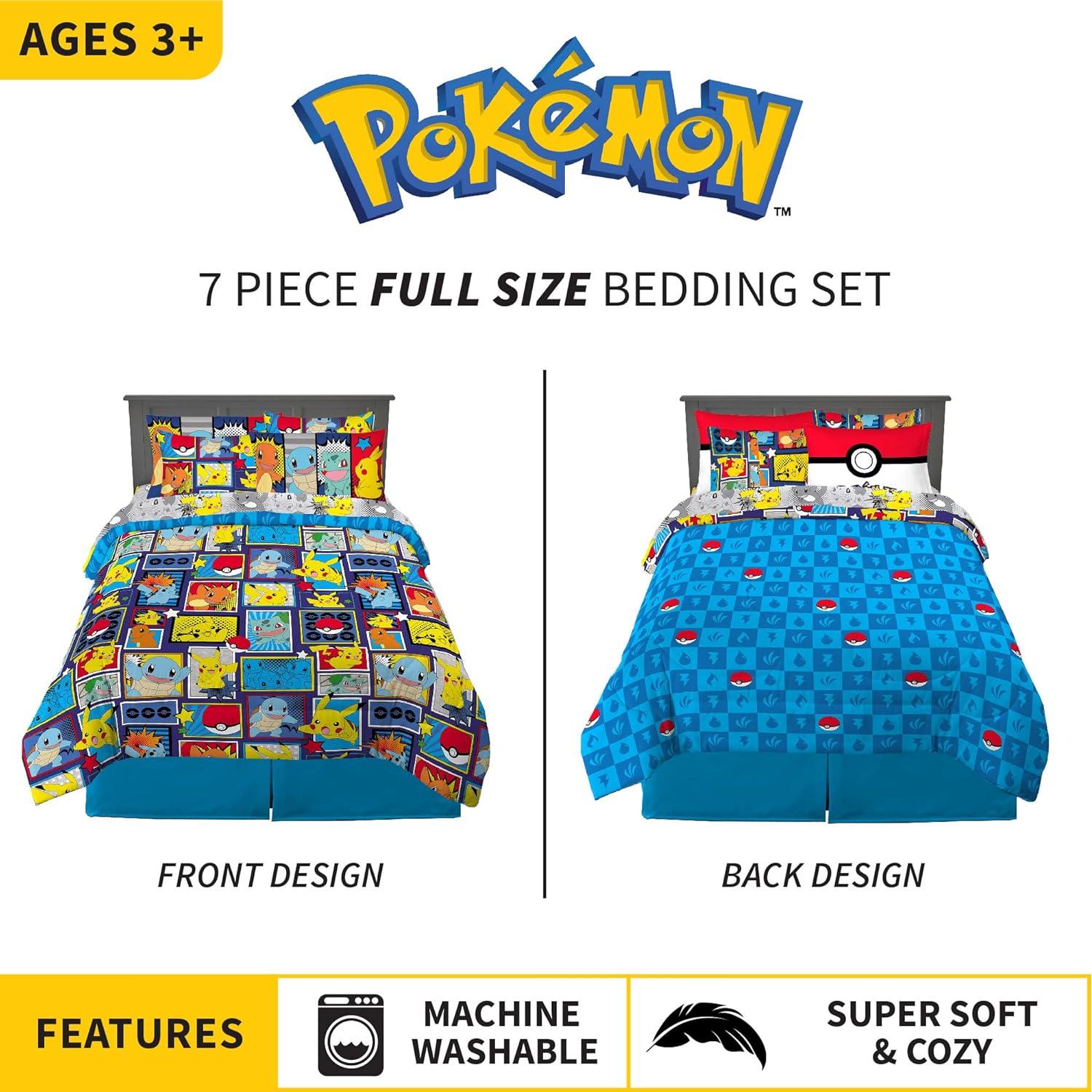 Juego de Cama Franco Pokémon 7 Piezas Microfibra