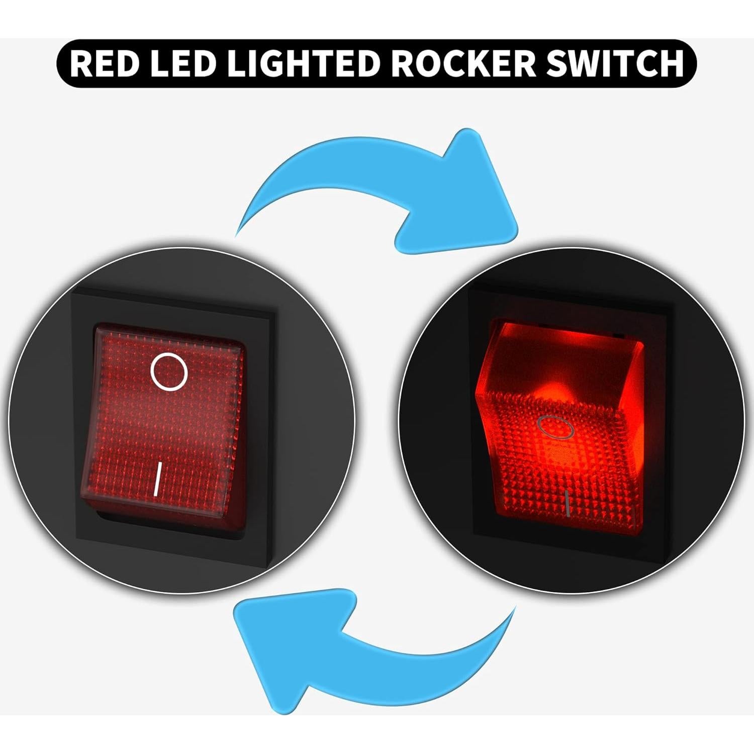 Interruptor Rocker DaierTek 12V 30A DPST con Luz LED Roja - 5 Pcs