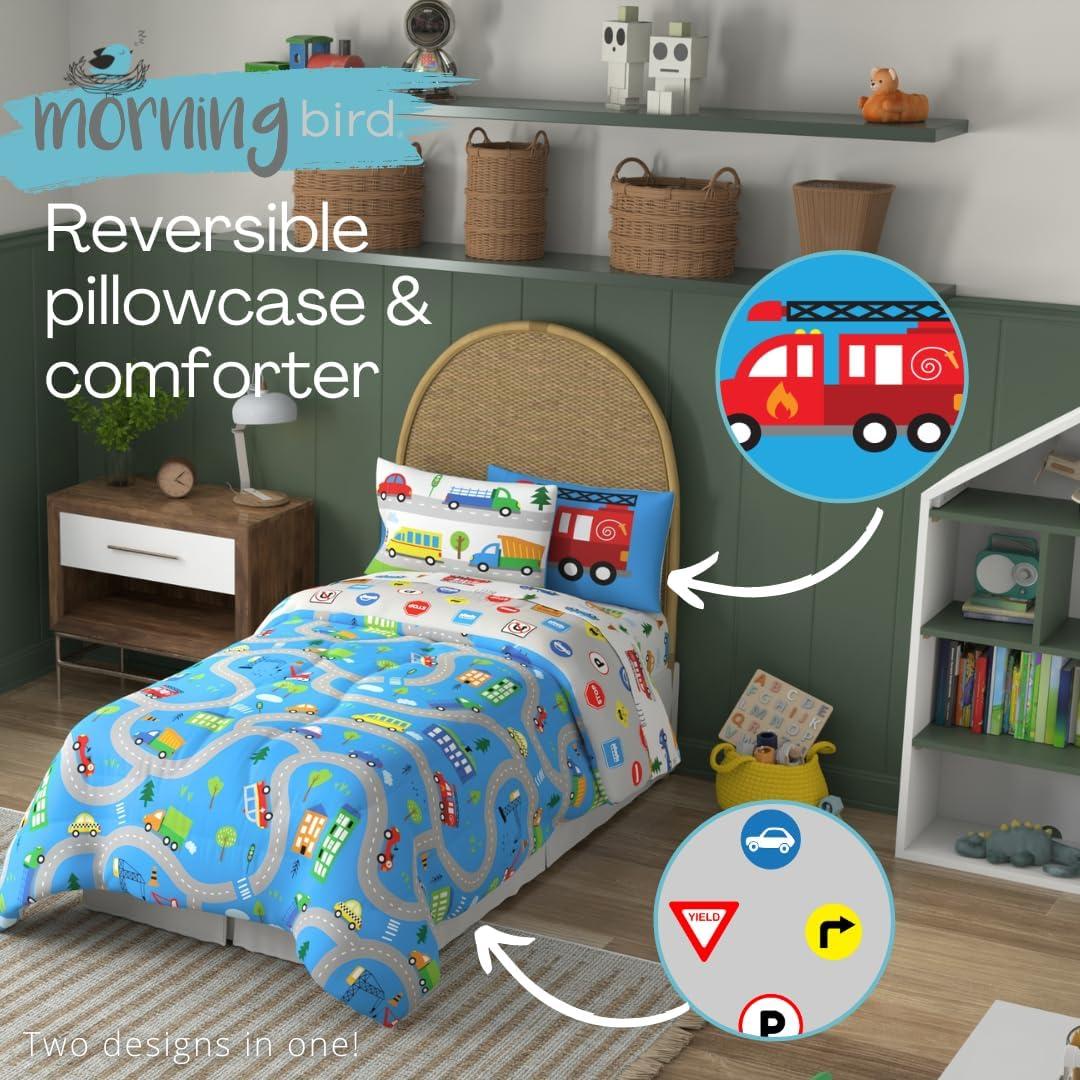 Juego de Cama Franco 5 Piezas Individual Microfibra Azul