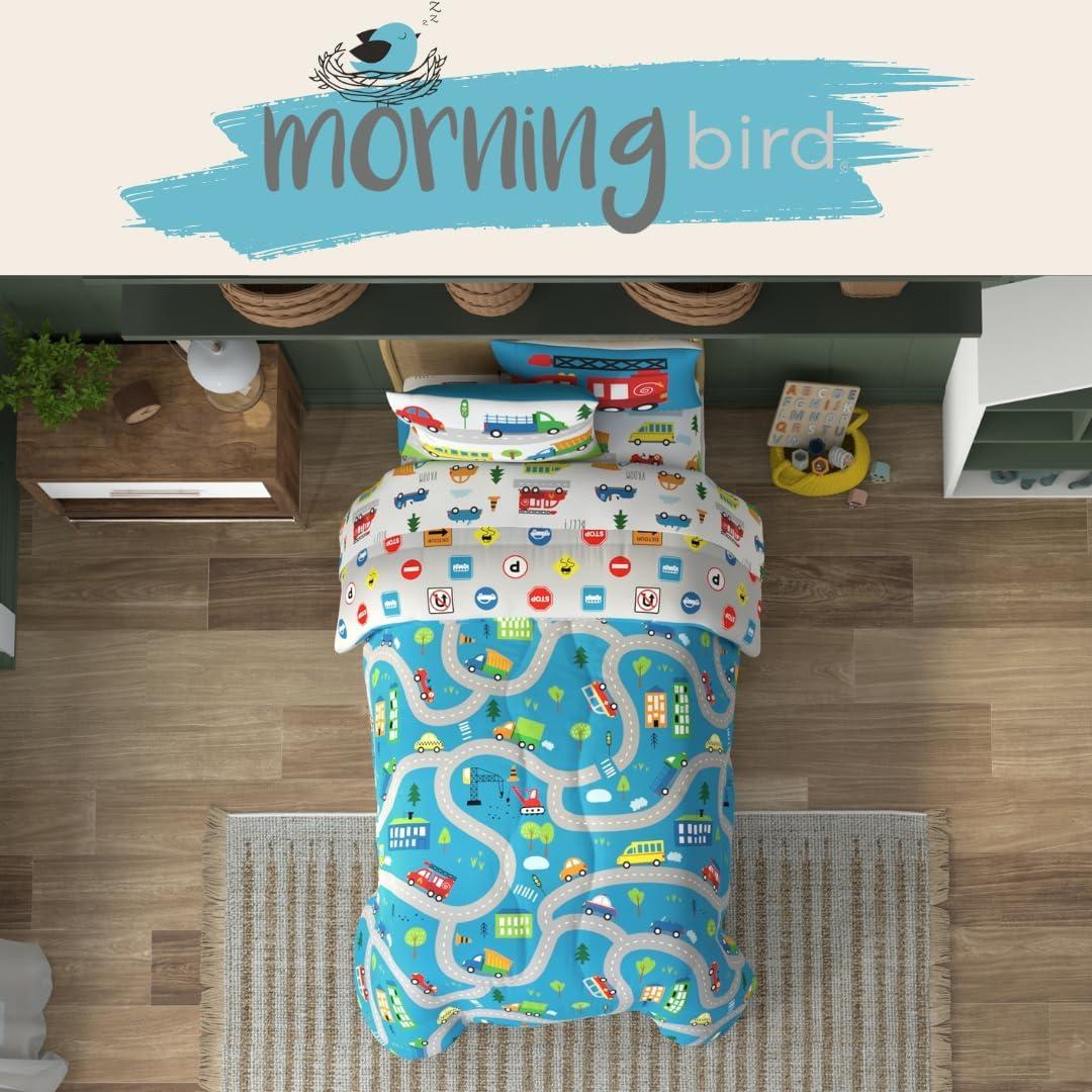 Juego de Cama Franco 5 Piezas Individual Microfibra Azul