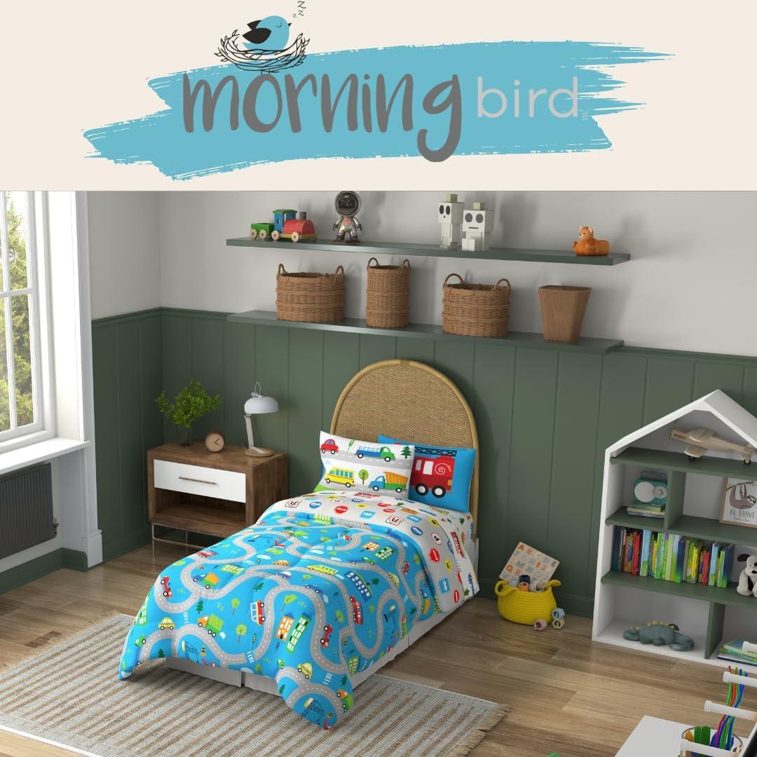 Juego de Cama Franco 5 Piezas Individual Microfibra Azul