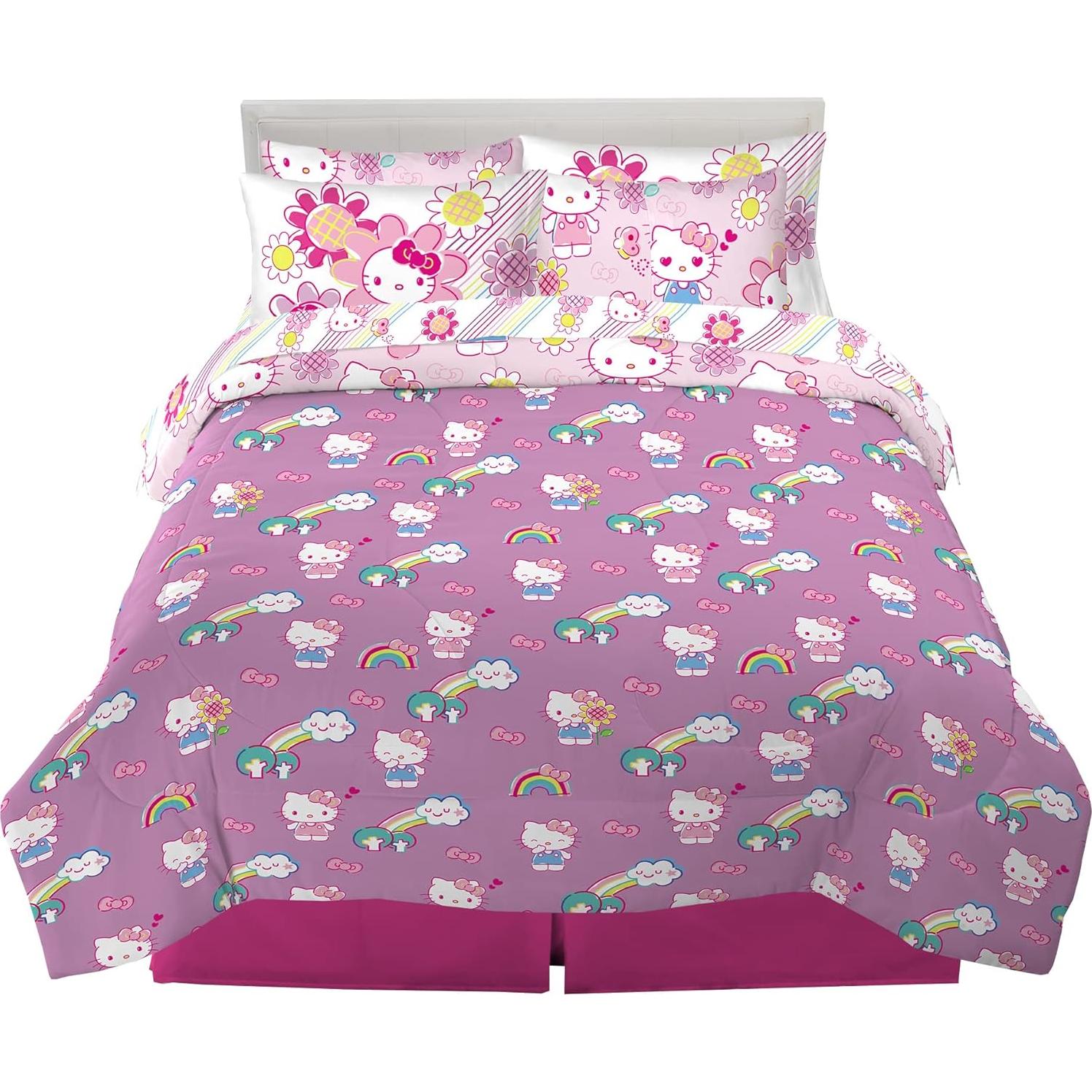 Juego de Ropa de Cama Franco Hello Kitty 7 Piezas Completo