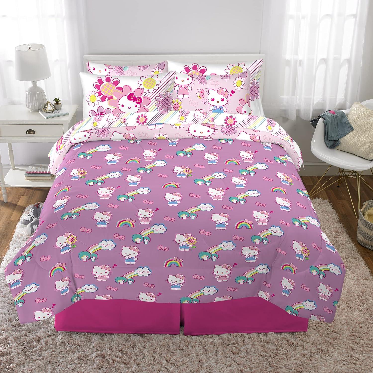 Juego de Ropa de Cama Franco Hello Kitty 7 Piezas Completo