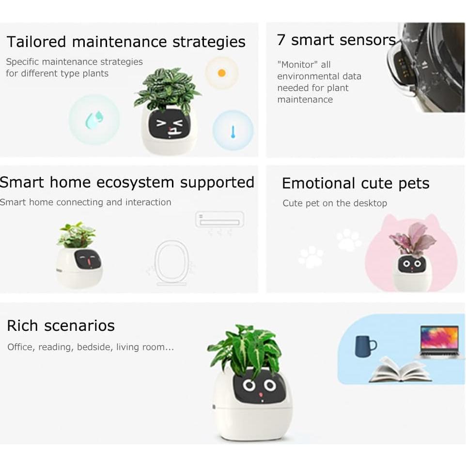 Maceta Inteligente TPHRAVAL Blanca con Sensor y APP
