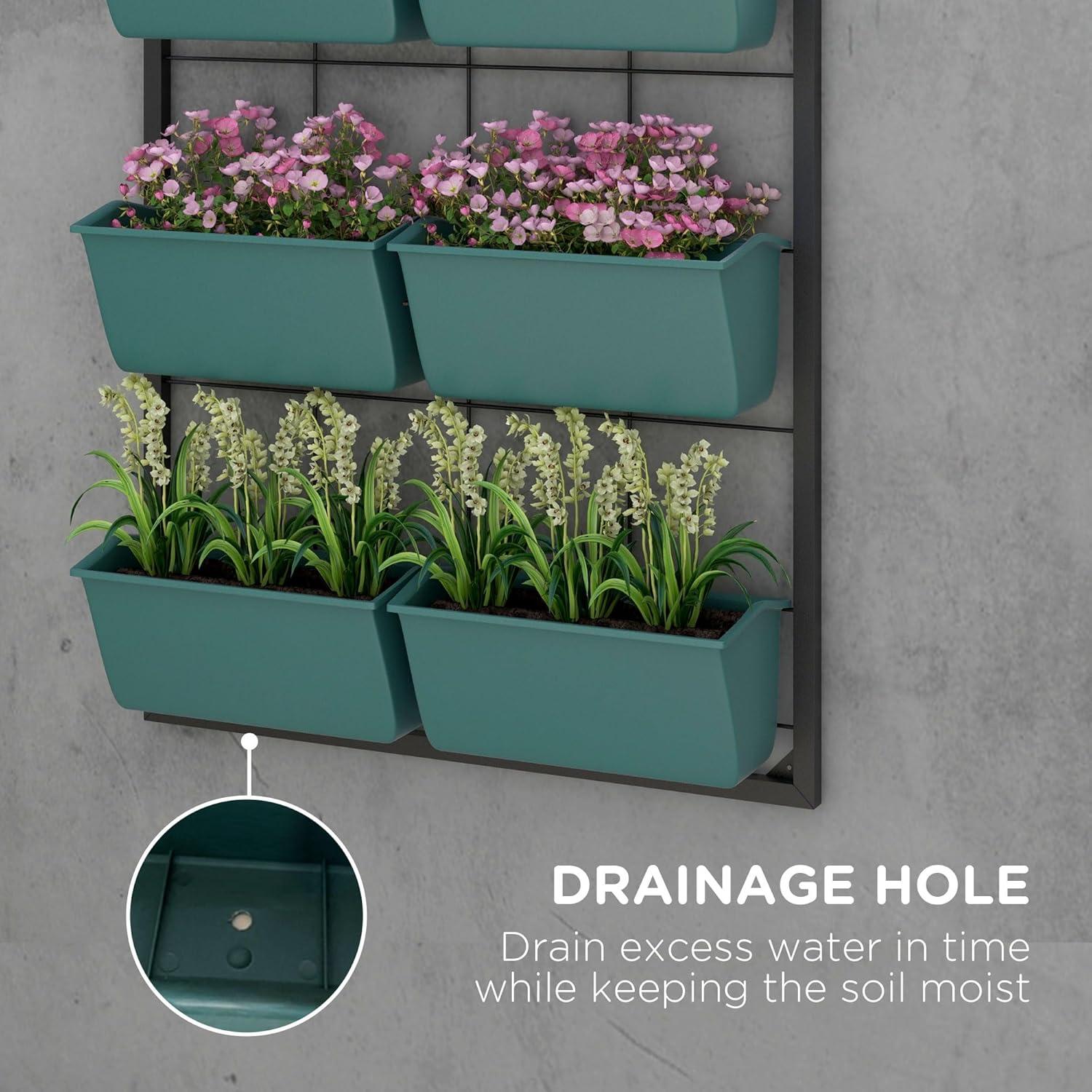 Jardinera de Pared Outsunny 3 Niveles con 6 Macetas Verde