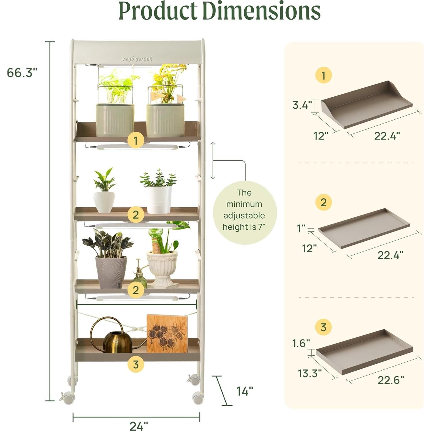 Estante para Plantas con Luz de Crecimiento Vego 4 Niveles