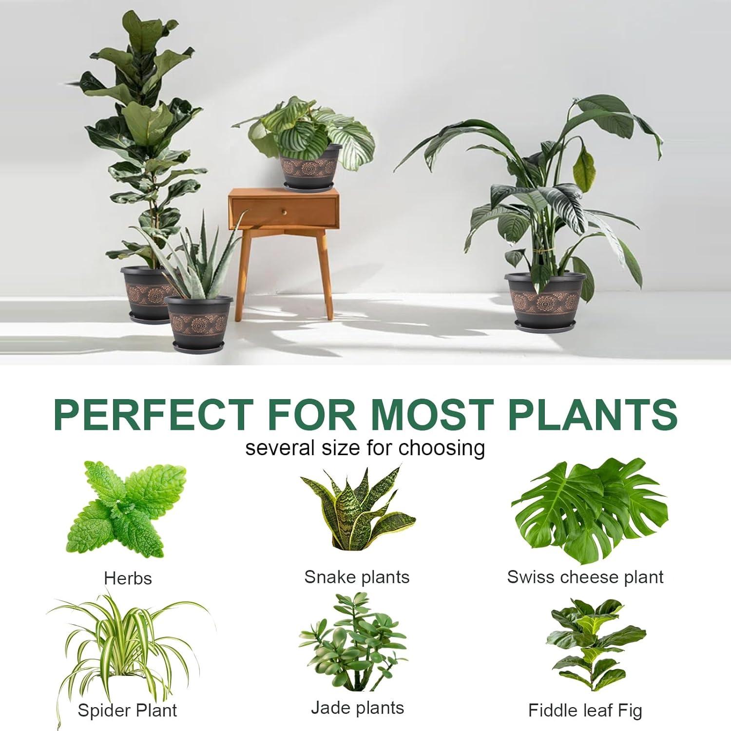 Paquete de 4 macetas de 30.5 cm Usocik con plato y drenaje