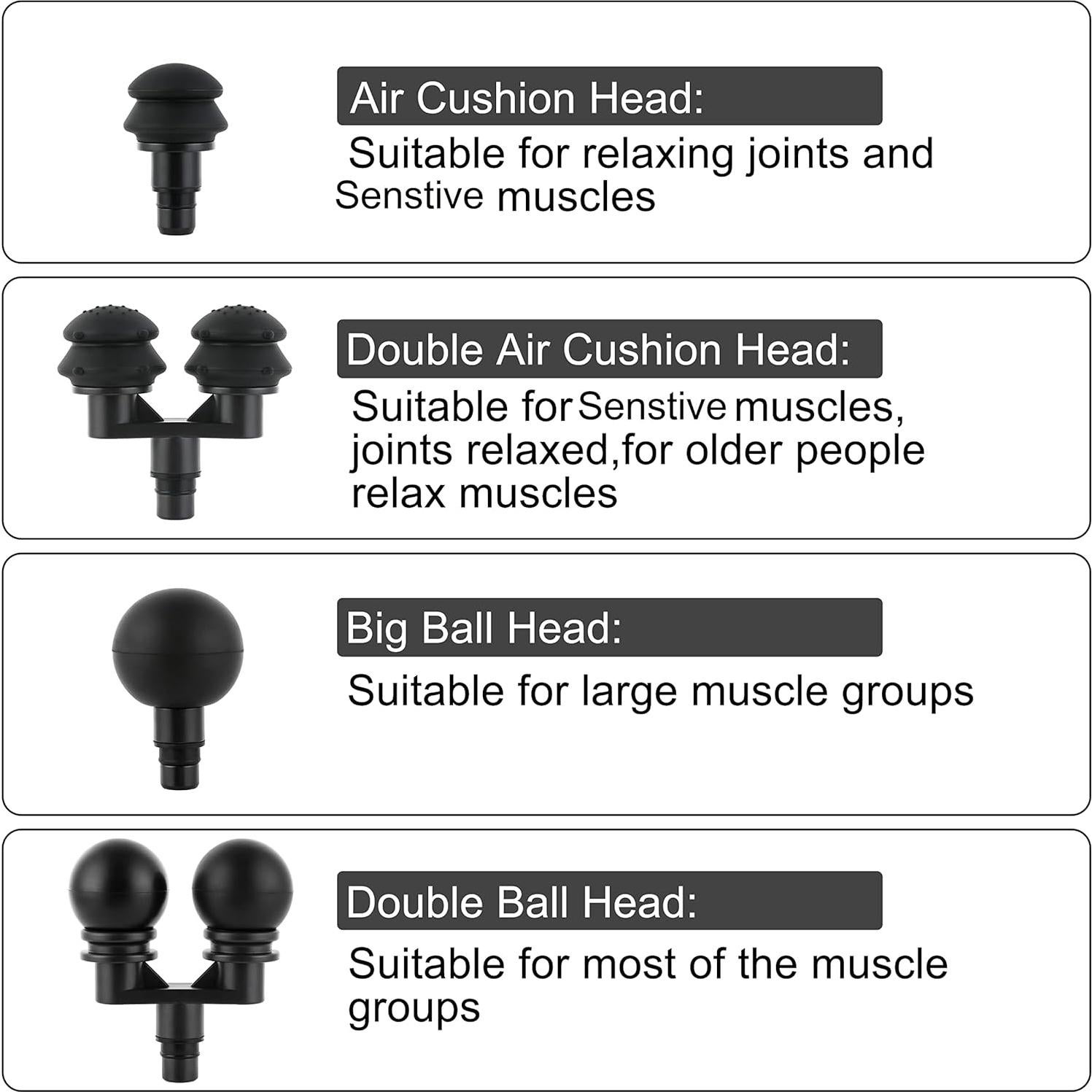Cabezas de Reemplazo Suaves para Pistola de Masaje JH - 4 Piezas