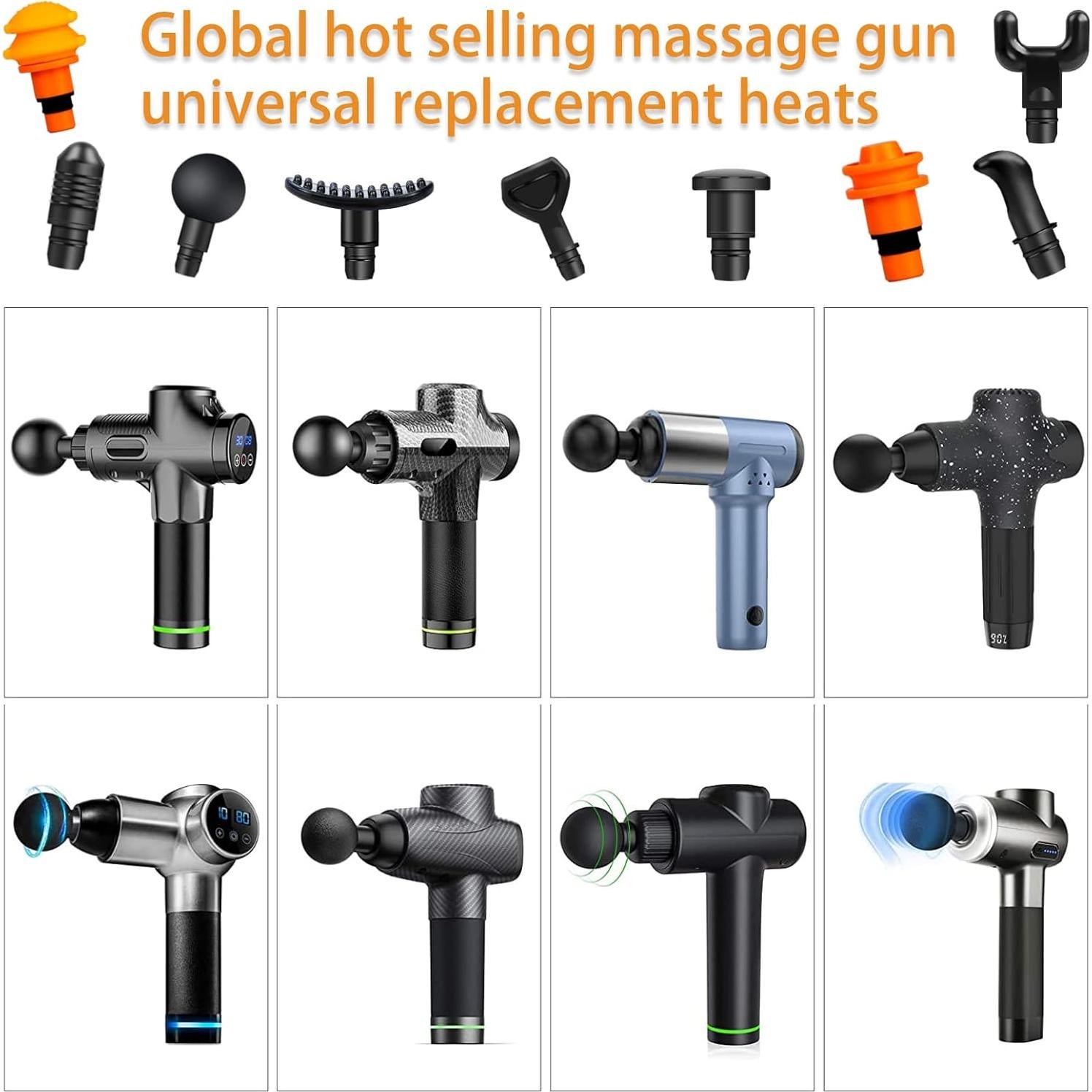 Pistola de Masaje ABSOK con 9 Cabezas Reemplazables 25x20cm