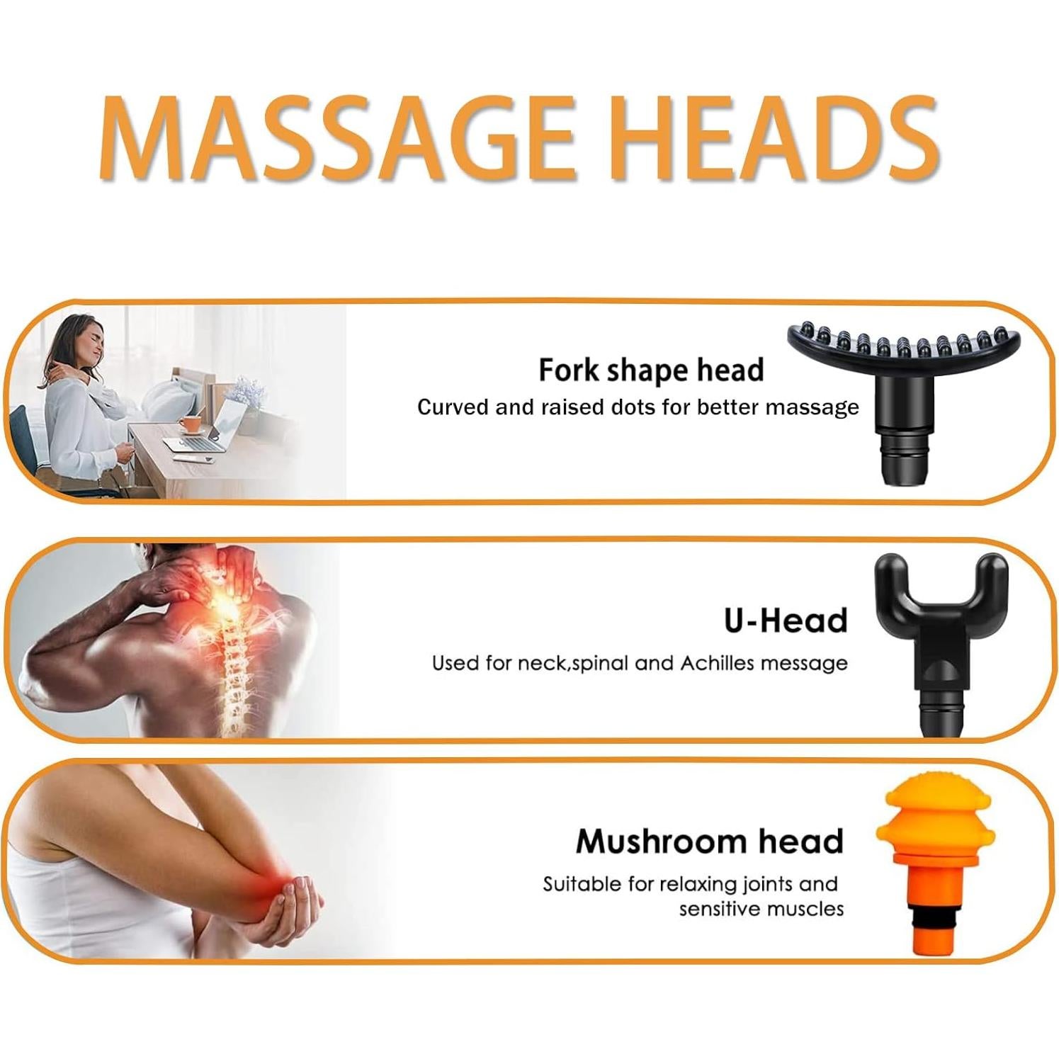 Pistola de Masaje ABSOK con 9 Cabezas Reemplazables 25x20cm