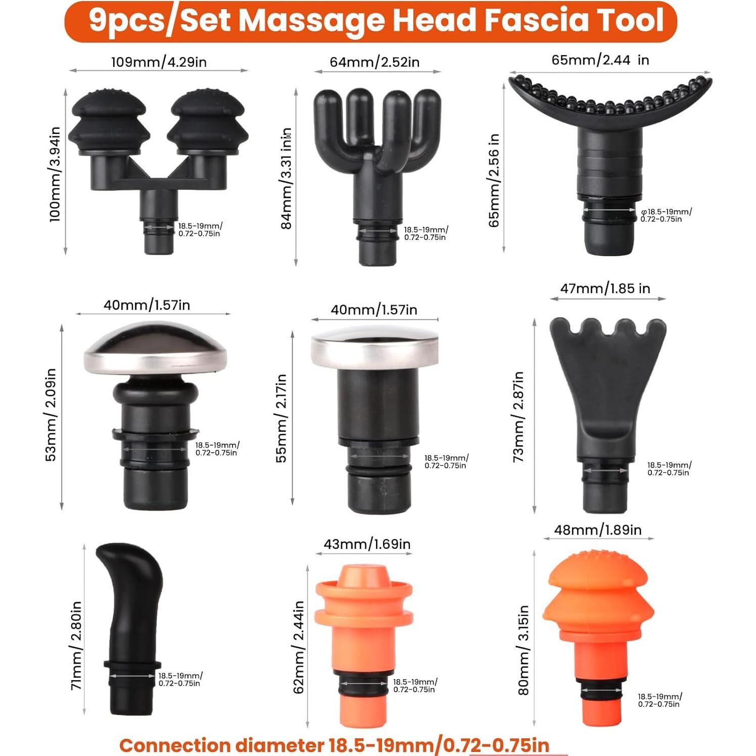 Juego de 9 Cabezas de Masaje Reemplazables DENPETEC