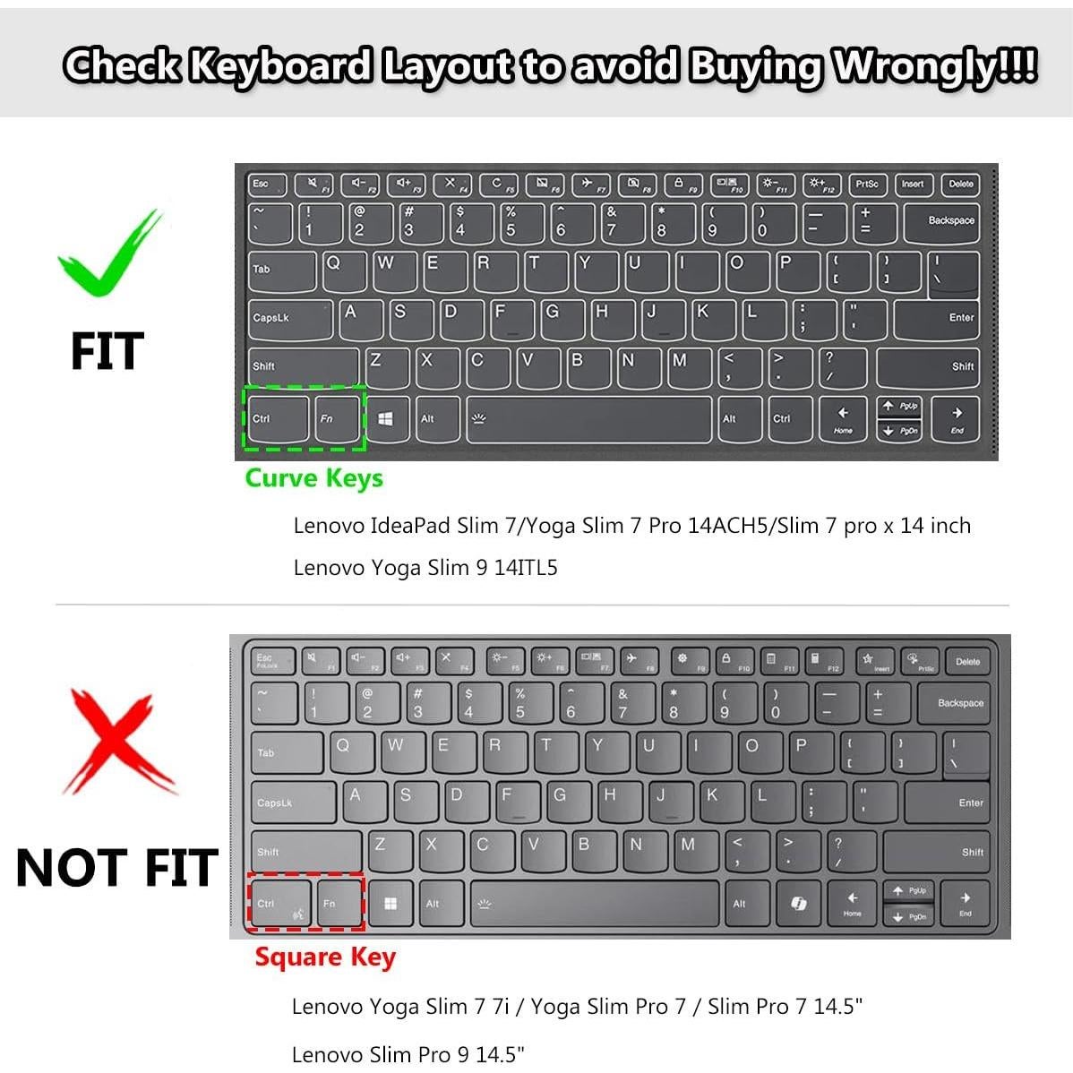 Cubierta de Teclado CASEDAO para Lenovo Yoga 7i 5i 14" Negro