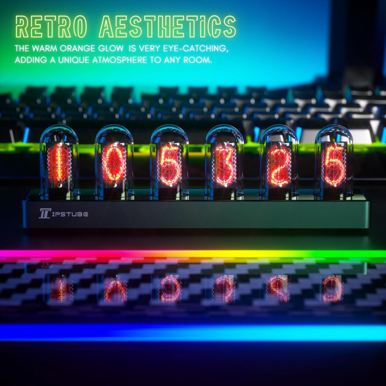 Reloj Digital Nixie WQV con Pantalla IPS RGB 1.14"