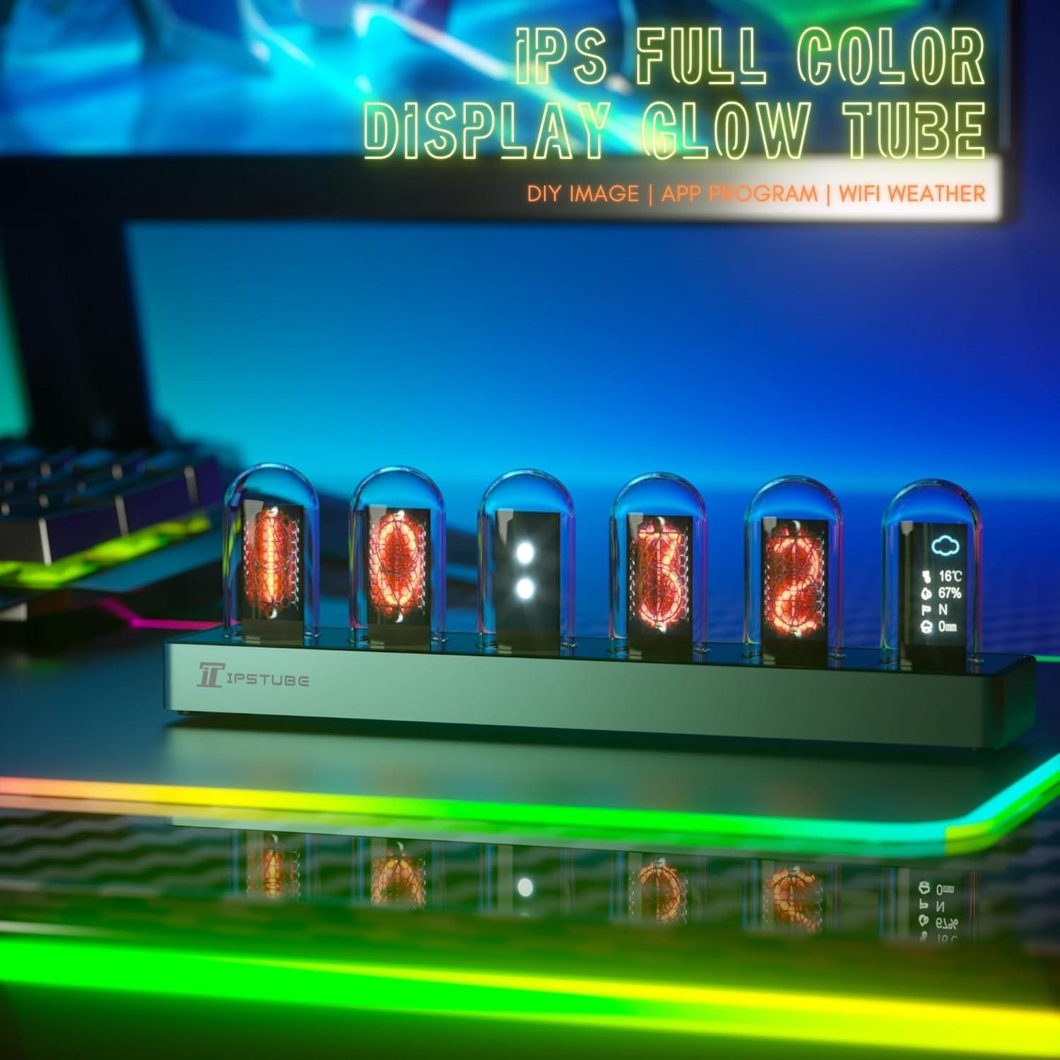 Reloj Digital Nixie WQV con Pantalla IPS RGB 1.14"