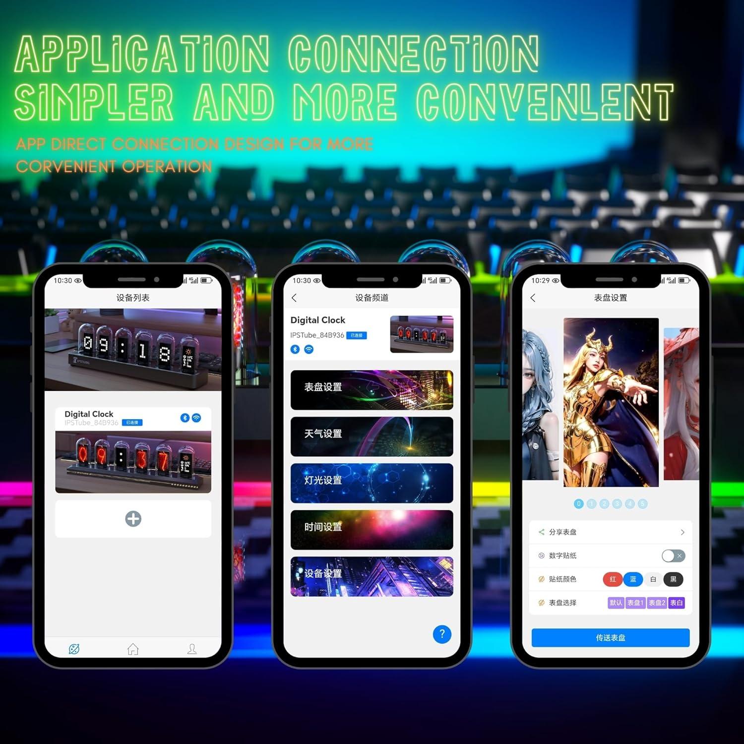 Reloj Digital Nixie WQV con Pantalla IPS RGB 1.14"