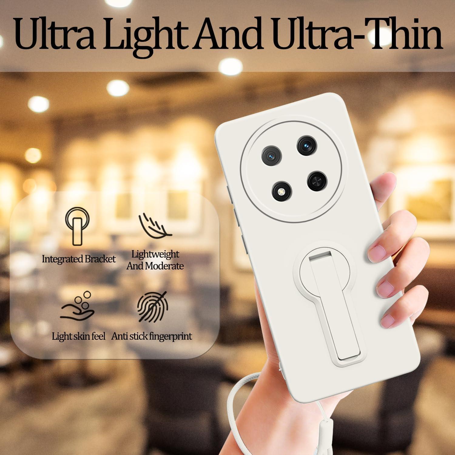 Funda de Silicona Honor Magic 7 Lite con Soporte y Correa Beige