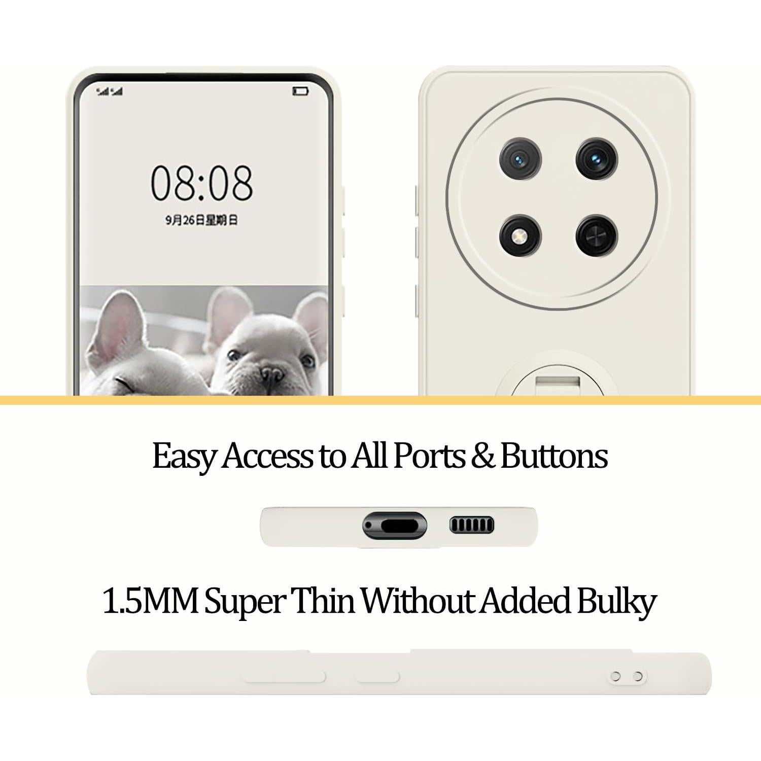 Funda de Silicona Honor Magic 7 Lite con Soporte y Correa Beige