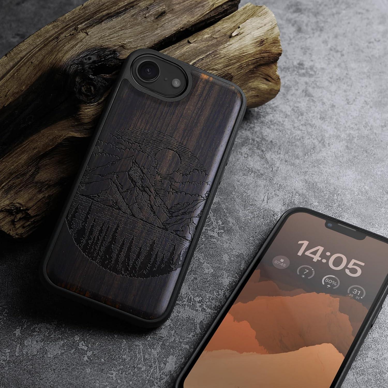 Funda Magnética de Madera Carveit para iPhone 16e - Lagos Negra