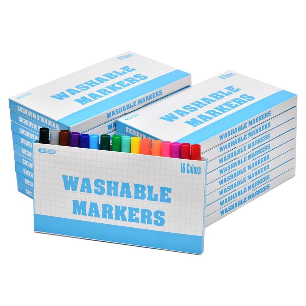 Marcadores Lavables Rarlan 288 Piezas 16 Colores para Aula