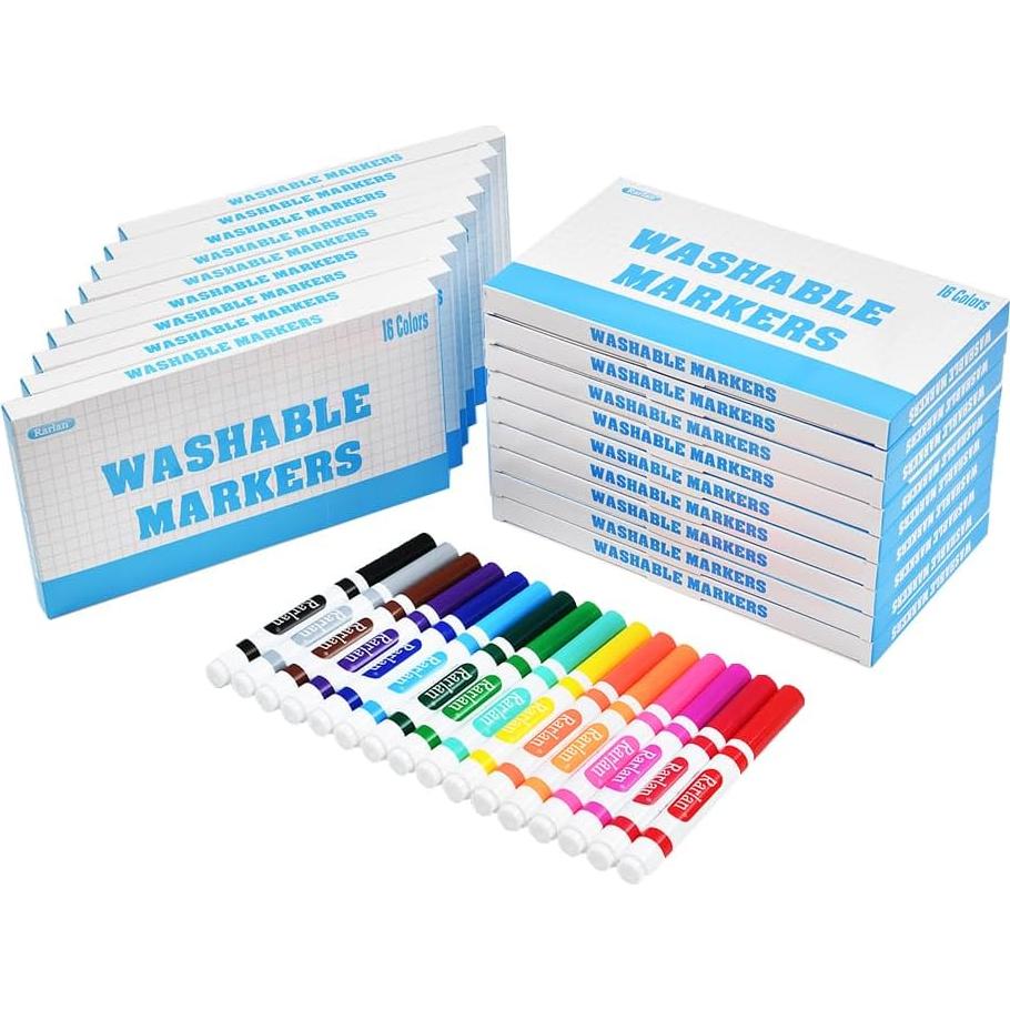 Marcadores Lavables Rarlan 288 Piezas 16 Colores para Aula