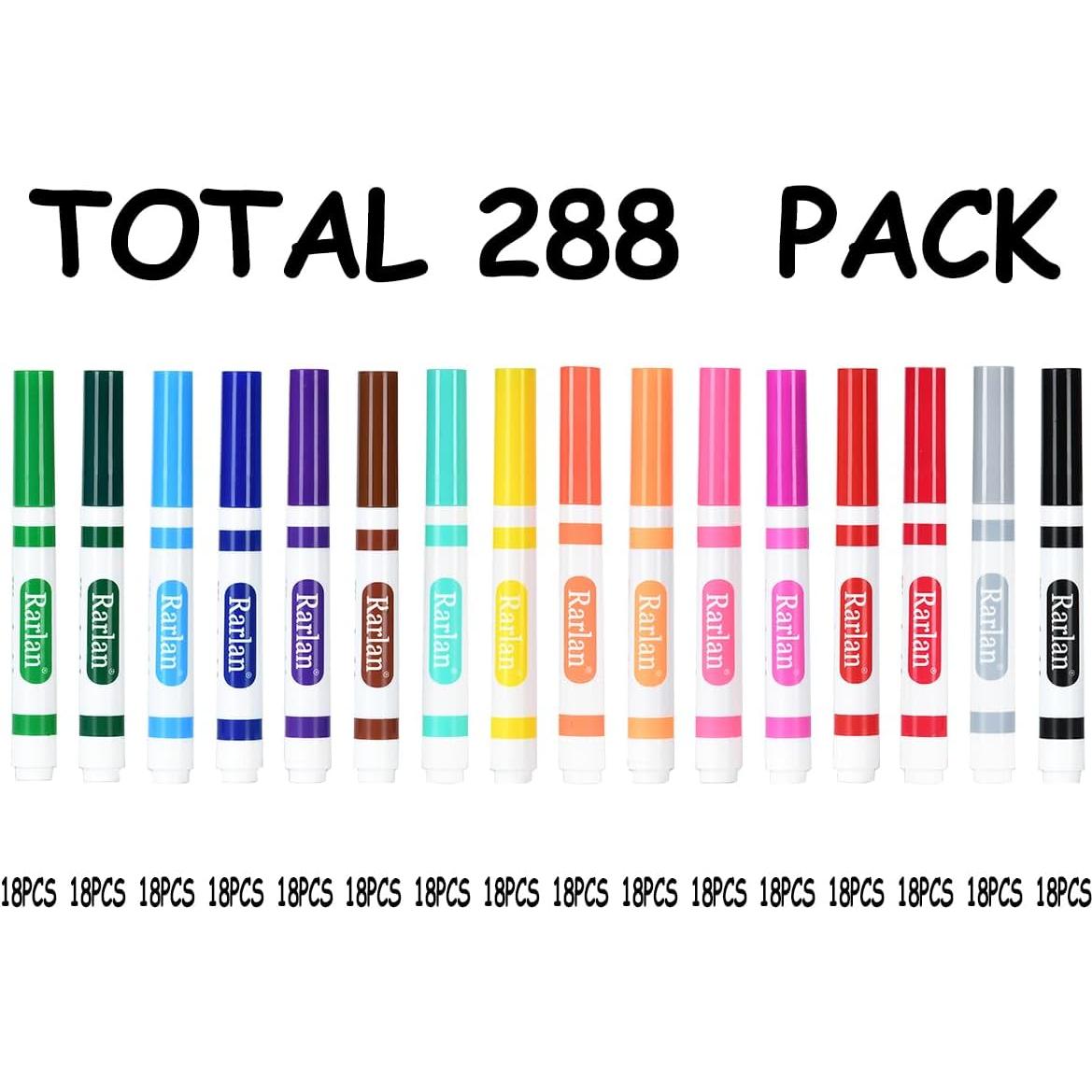 Marcadores Lavables Rarlan 288 Piezas 16 Colores para Aula