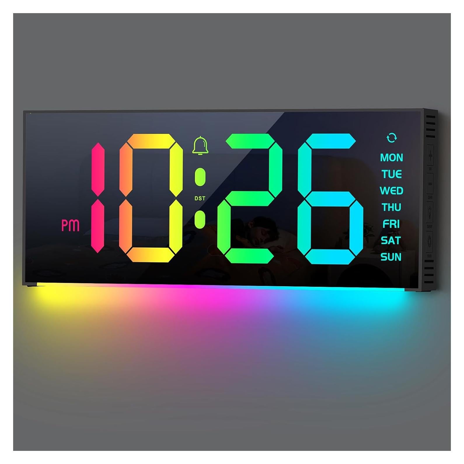 Reloj de Pared Digital Abovsare LED 33 cm con Control Remoto