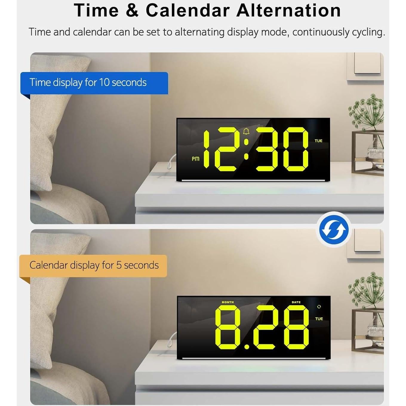 Reloj de Pared Digital Abovsare LED 33 cm con Control Remoto