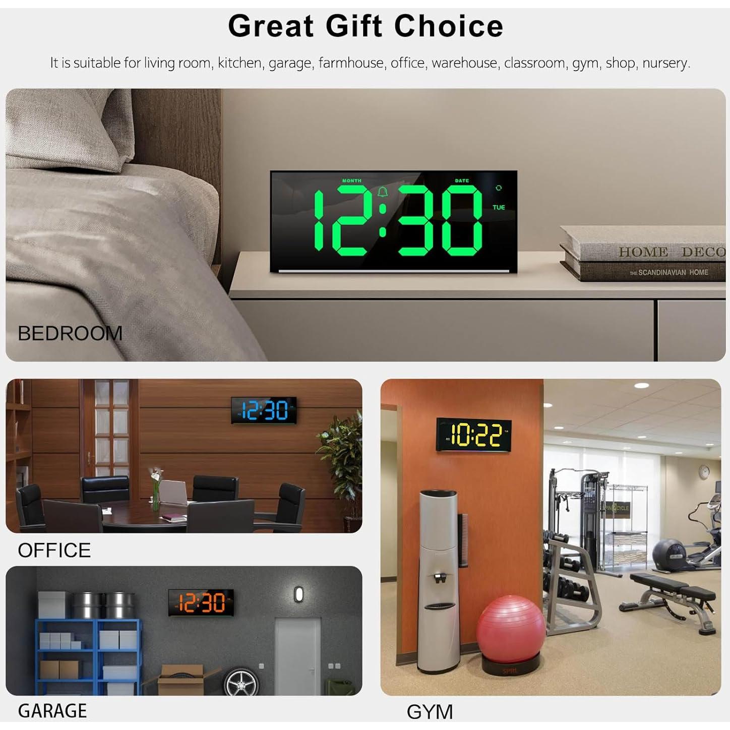 Reloj de Pared Digital Abovsare LED 33 cm con Control Remoto