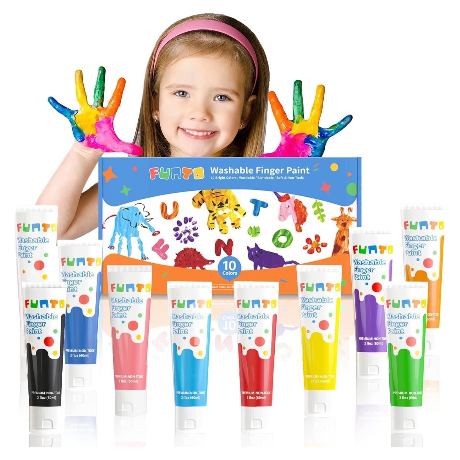 Pintura de Dedos Lavable Funto 10 Colores Segura para Niños