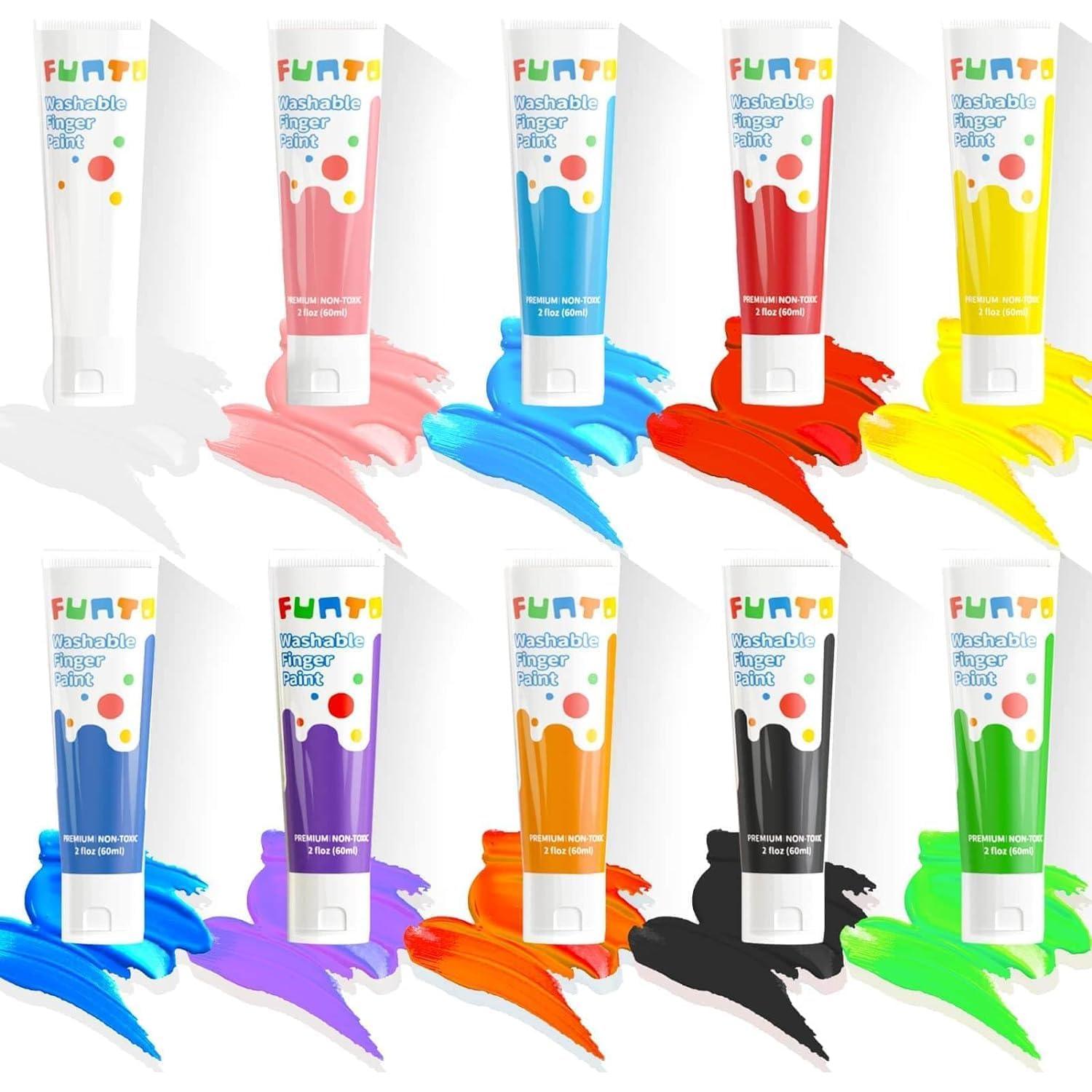 Pintura de Dedos Lavable Funto 10 Colores Segura para Niños